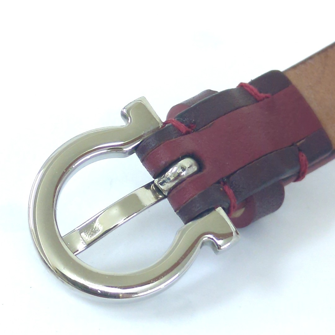 Salvatore Ferragamo Bracelet Wrap Made in Italy Leather Red Approx. 25.5cm
