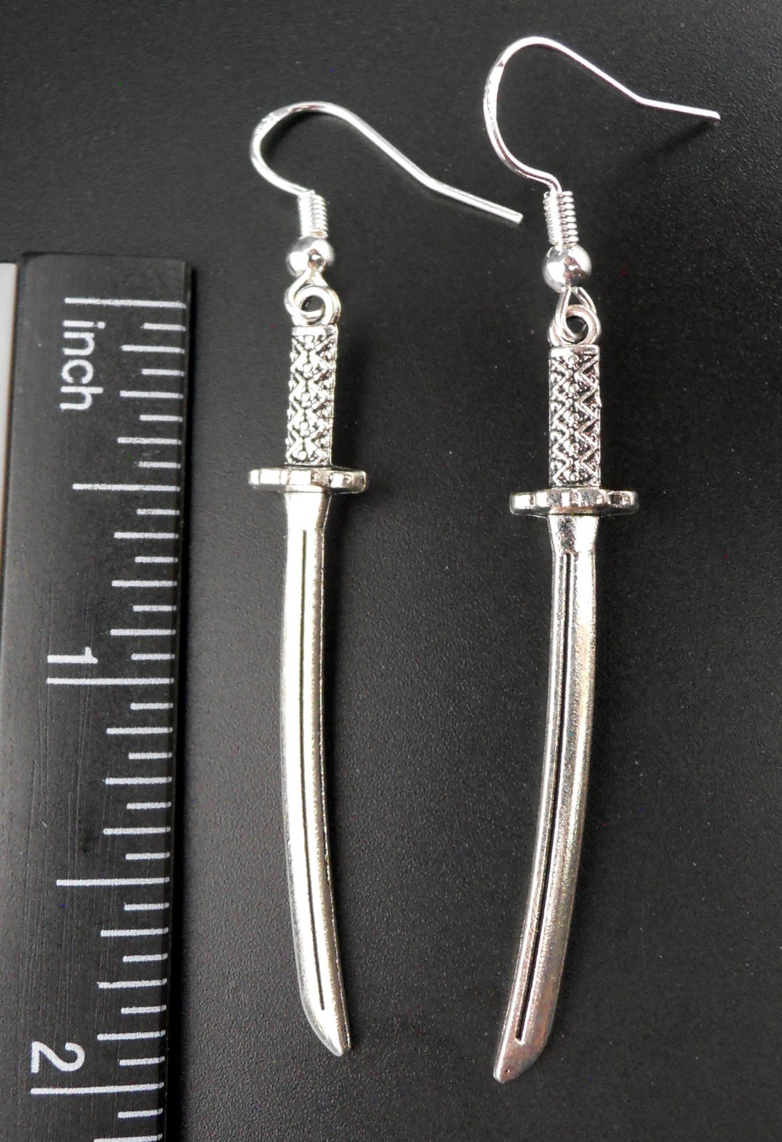 Sword Earrings Sterling Silver Ear Wires Katana Charms New Jewelry Swords