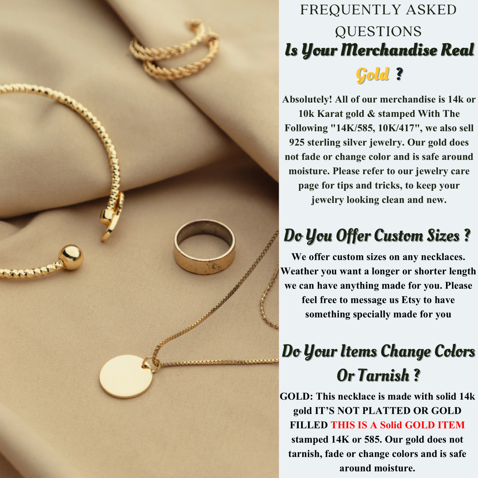 14K Solid Yellow Gold Box Necklace Real Gold Chain All Lengths & sizes