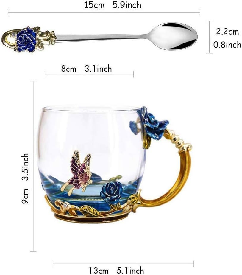 Unique 12 oz Blue Flower Coffee Cup – Ideal Birthday & Mother’s Day Gift