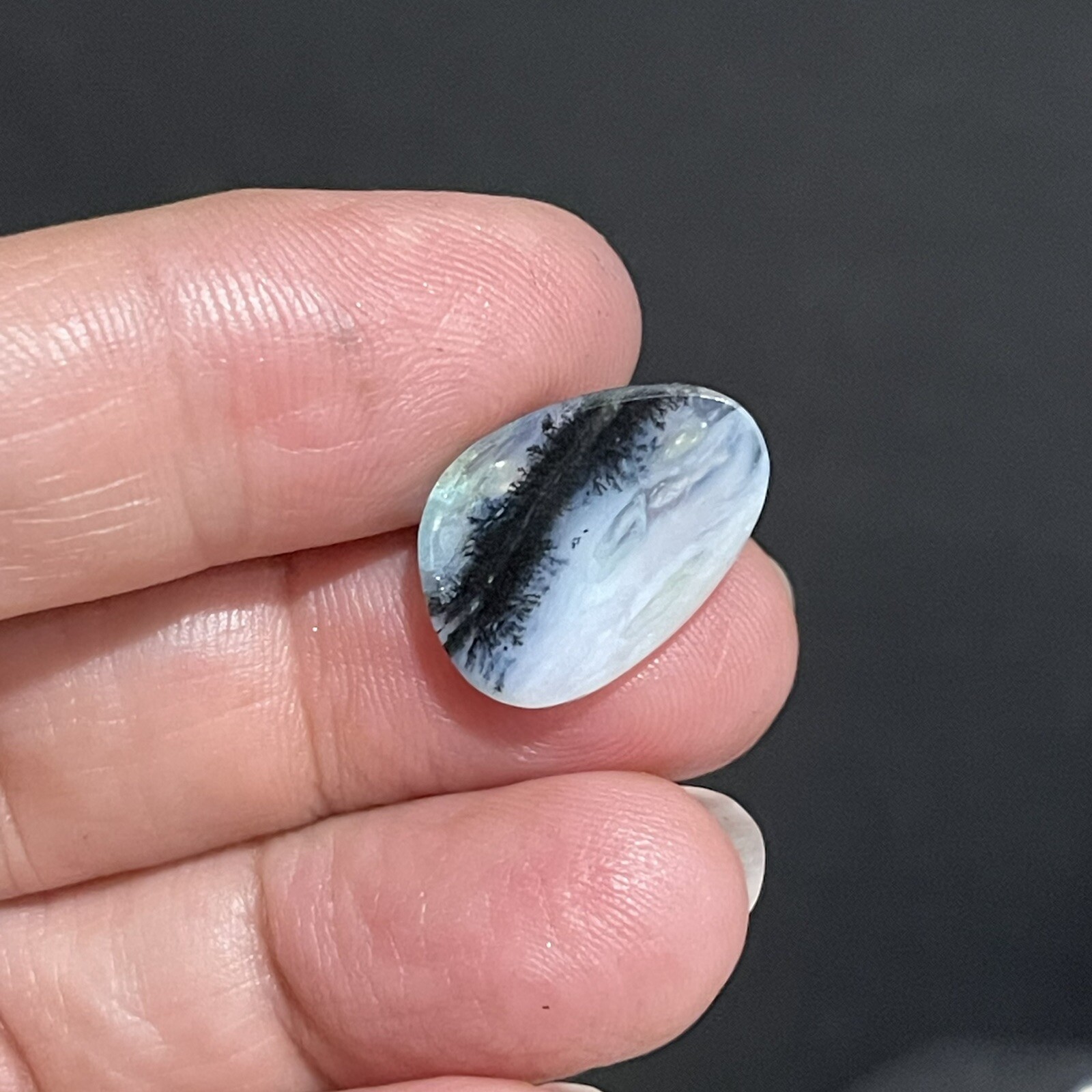 6.25ct 18.3×13.3×4.3mm Picture Like Blue Peruvian Rose Cut Opal Cabochon Gem