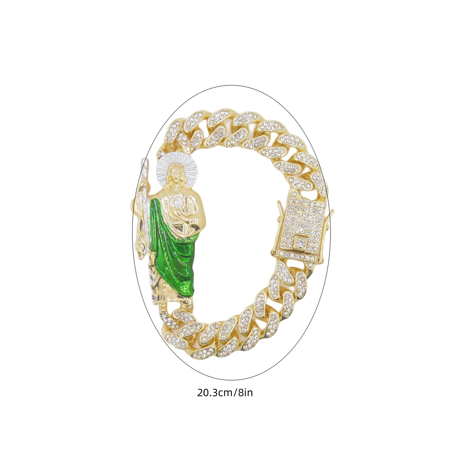 Hip-hop Zinc Alloy Rhinestone Religion St. Jude Patchwork Portrait Bracelet Gift