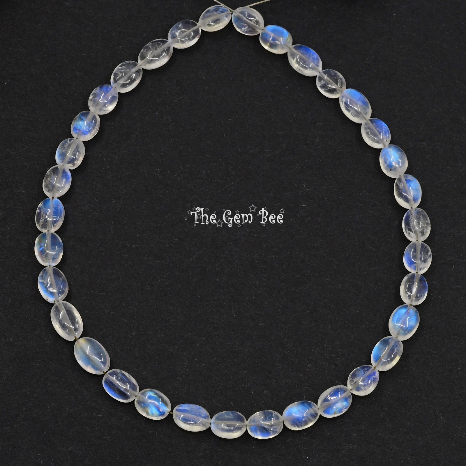 20CT Fine Rainbow Moonstone Smooth Oval Nugget Beads 8 inch strand