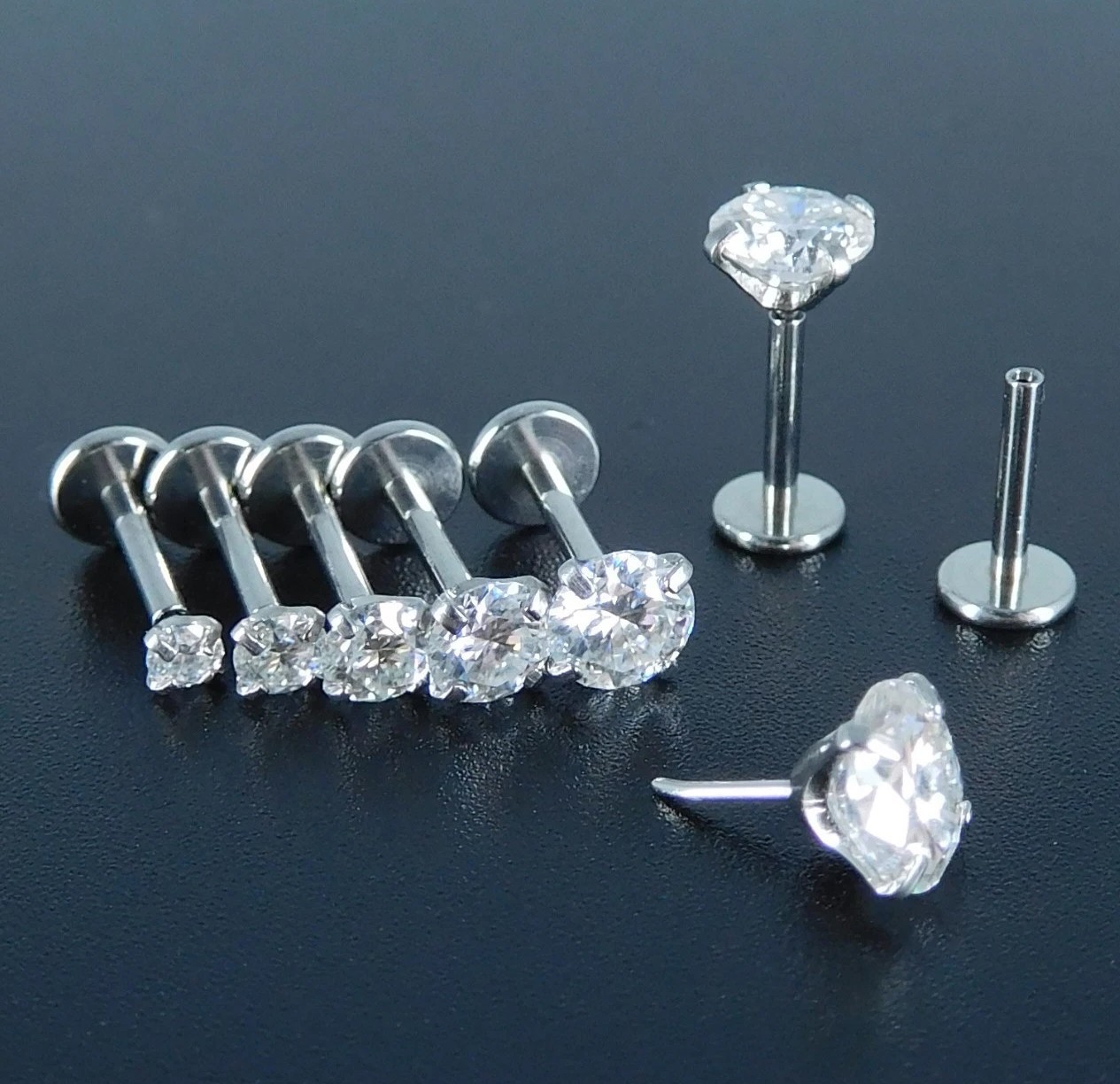 16G/18G/20G Moissanite Stud Earrings & Cartilage Nose Jewelry – Hypoallergenic