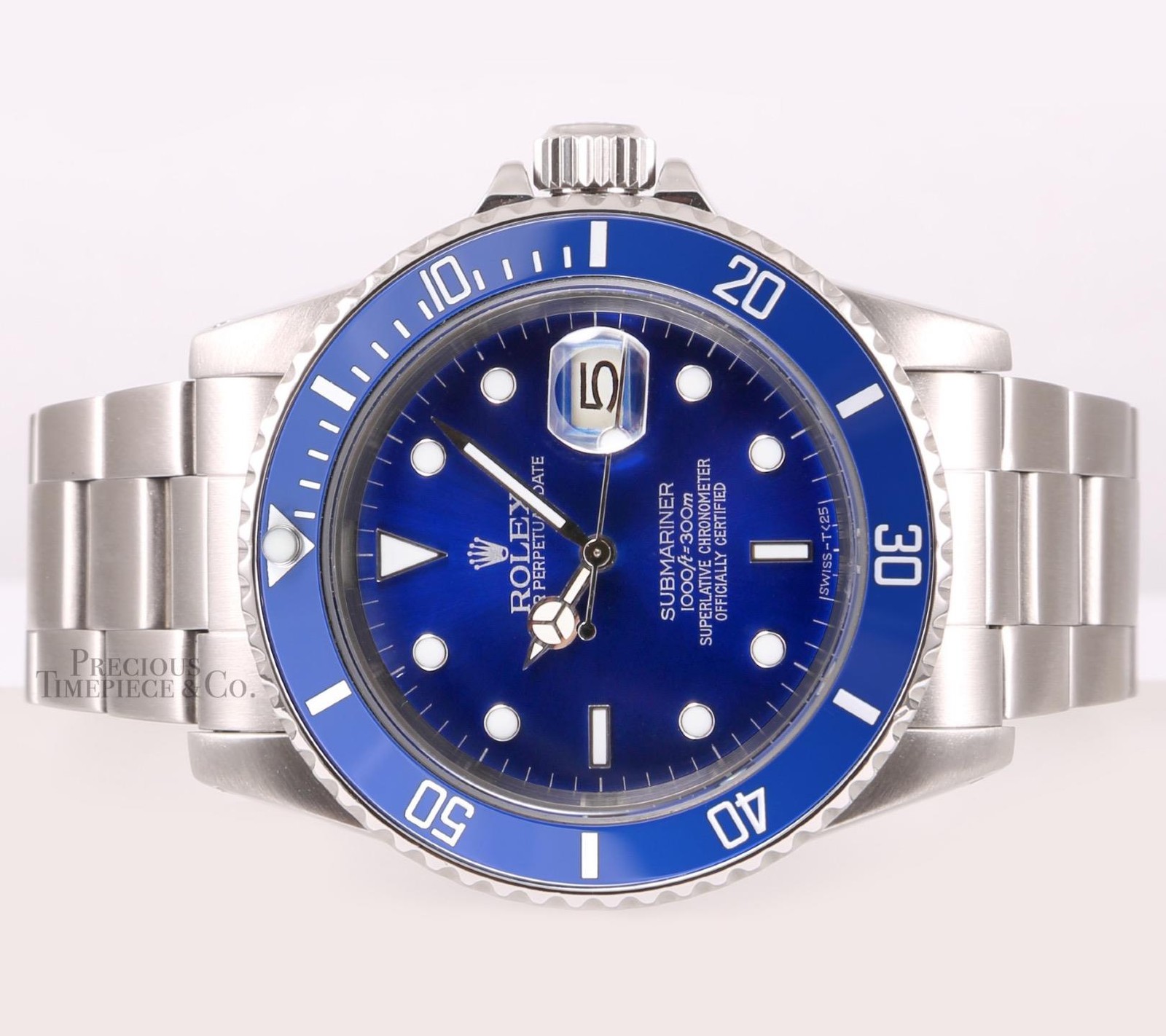 Rolex Submariner 16610 Date Stainless Steel 40mm-Custom Blue Ceramic /Blue Dial