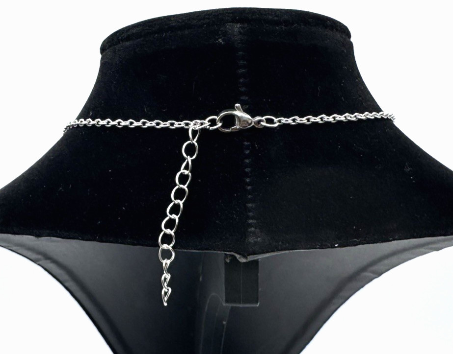 NIB D’JOY Abalone Shell Short Necklace Silvertone Silver Tone, 316L Steel 18-20″