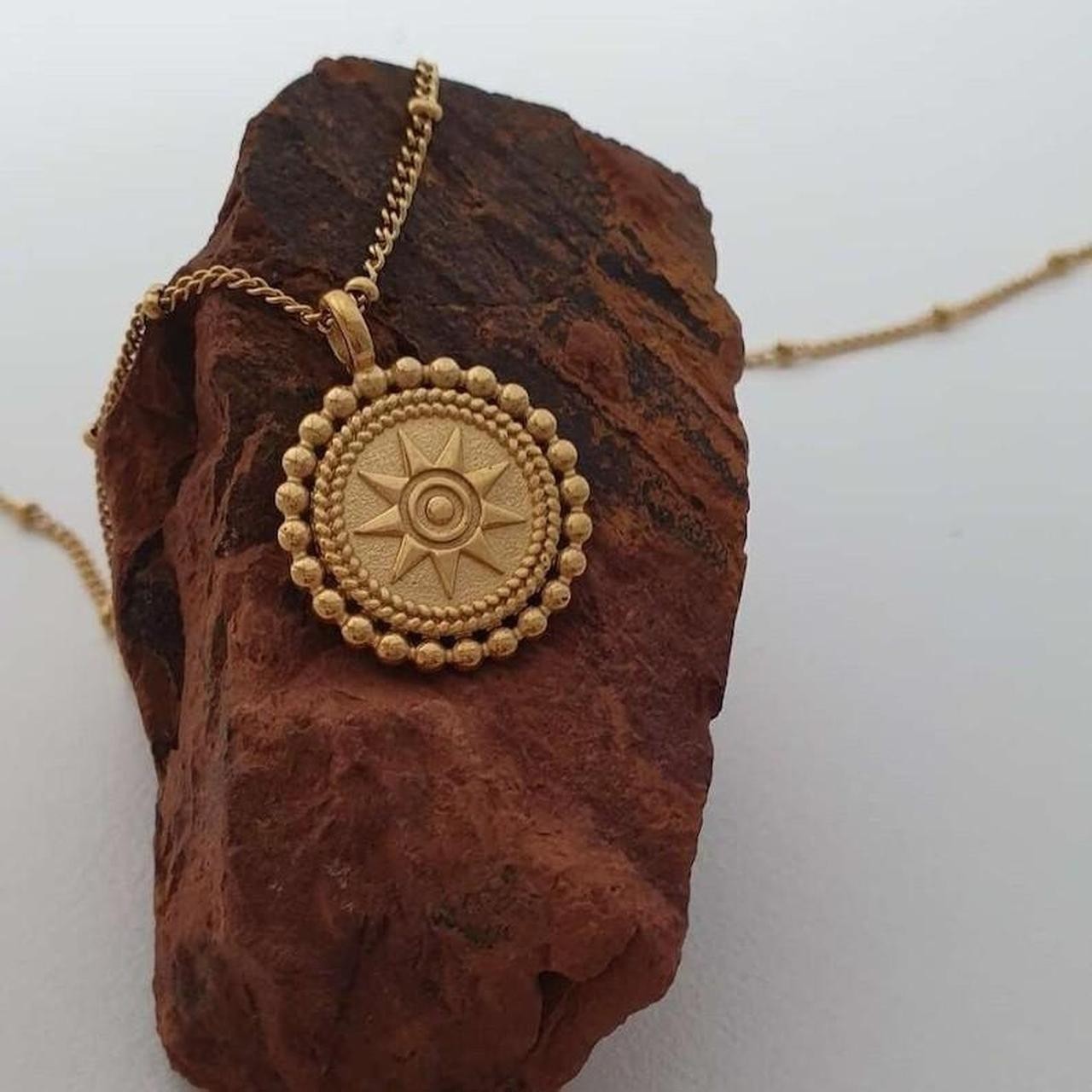 Sun Necklace Sundial Celestial Astrology Pendant Necklace 18k Gold Plated