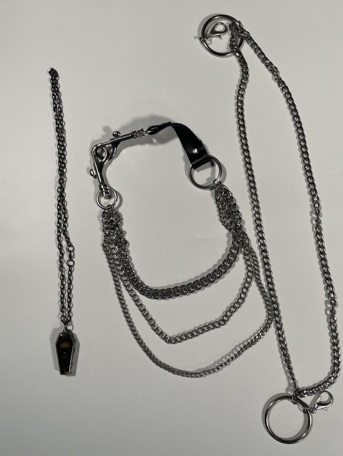 VINTAGE LOT OF Goth Collar Necklace Black Chain Choker Punk Emo Coffin Hot Topic