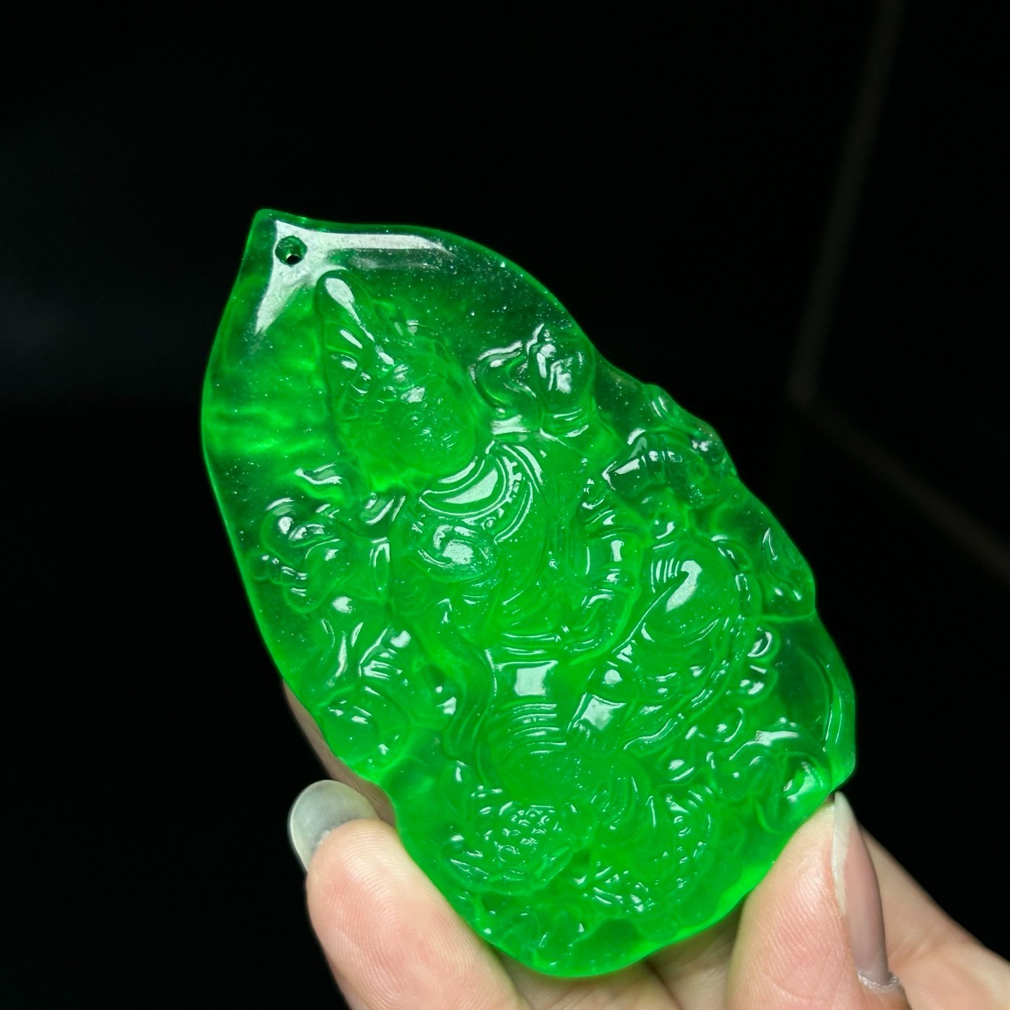 Natural ice Burmese Jade Jadeite Carved dragon kwan-yin lucky Pendant&Necklaces