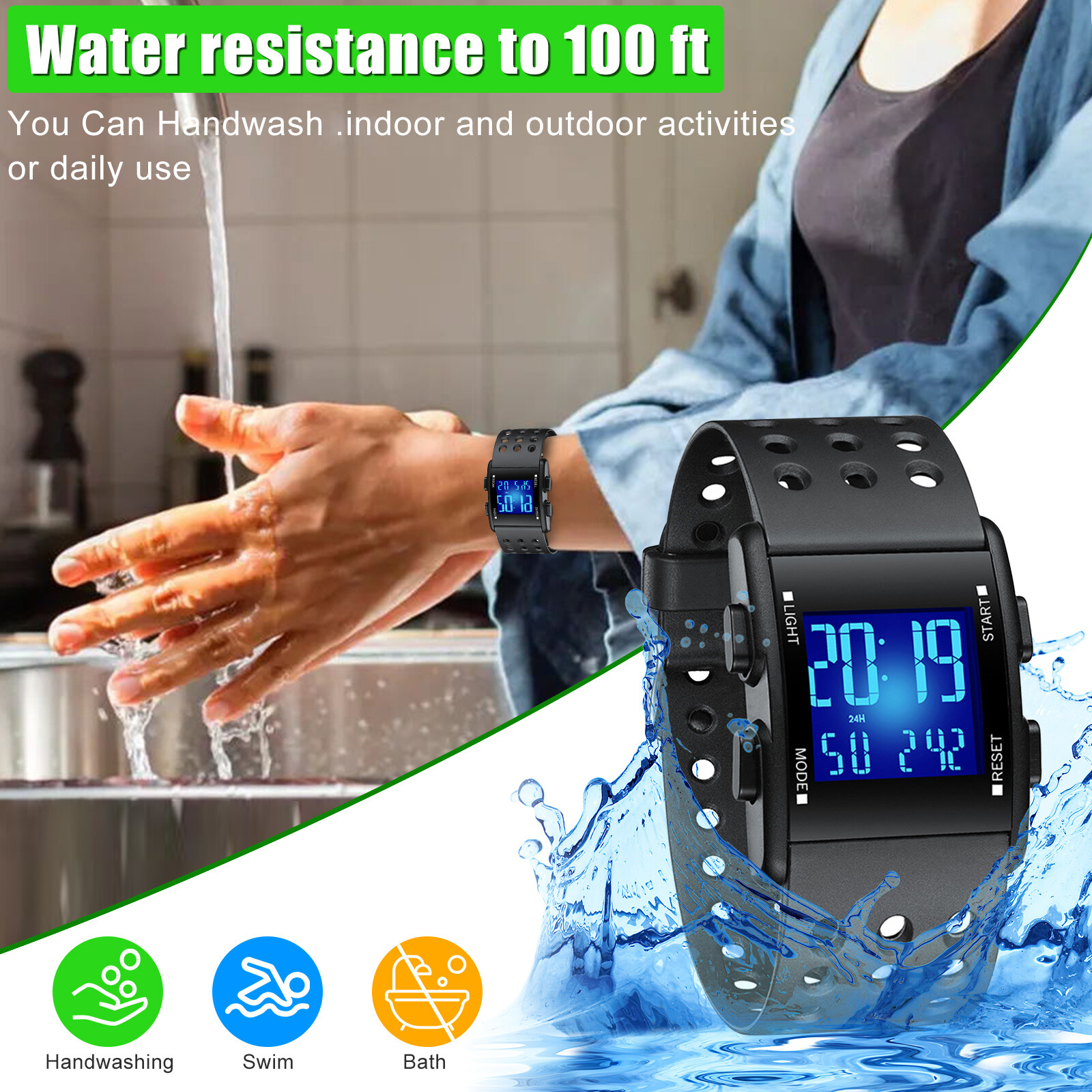 Men LED Digital Sports Watch Military Tactical Waterproof WristWatch Backlight