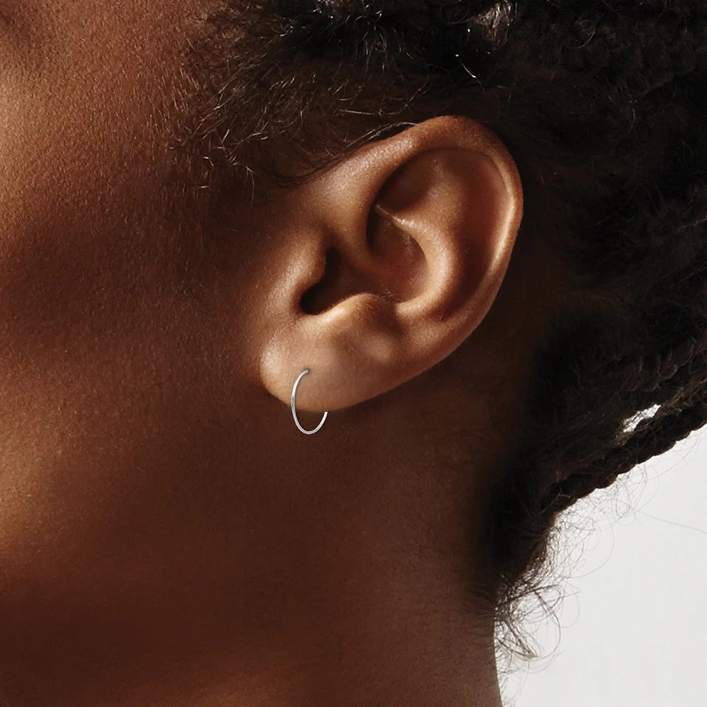 14K White Gold Sm. Endless Hoop Earrings