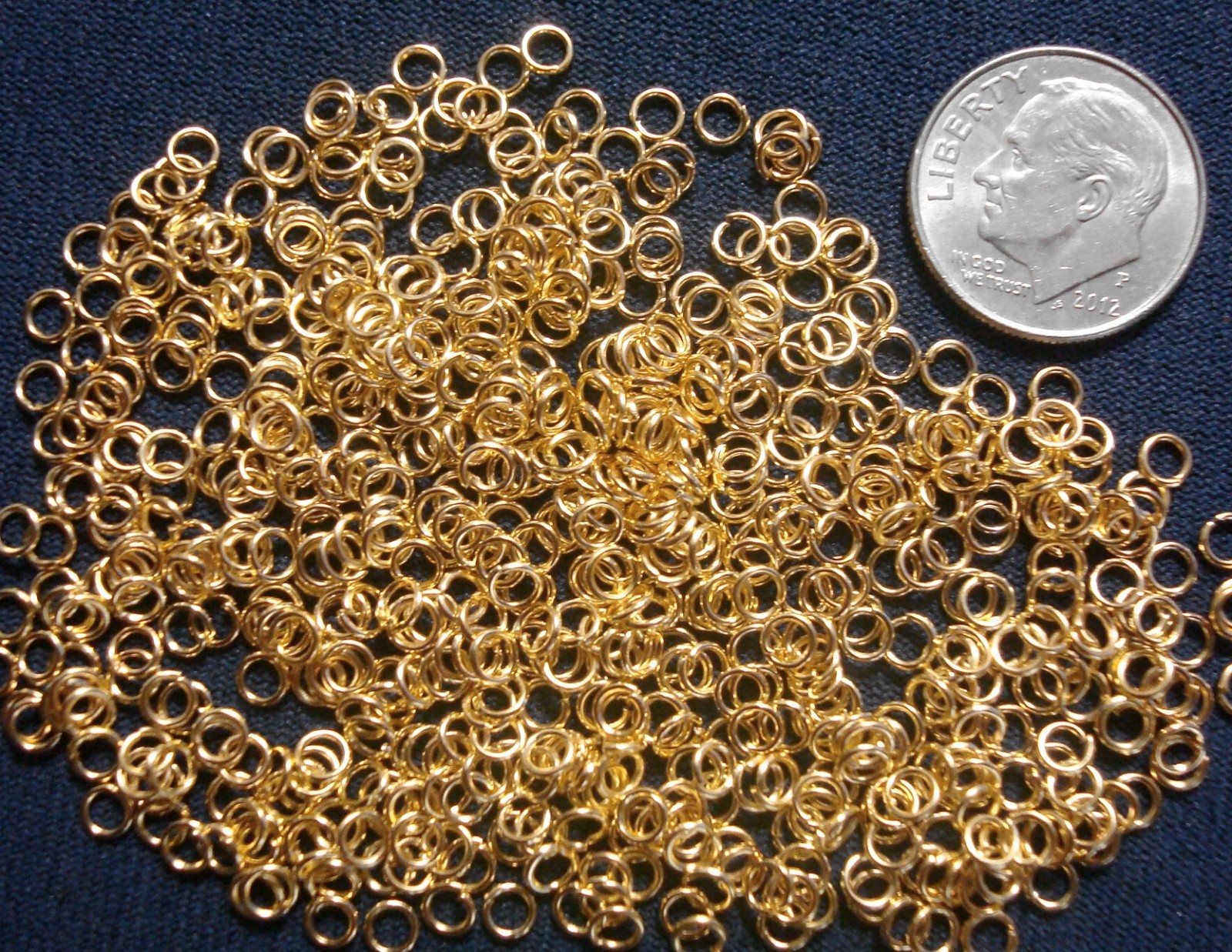 500 3mm Yellow gold plated steel open jump rings 22 gauge round wire FPJ003