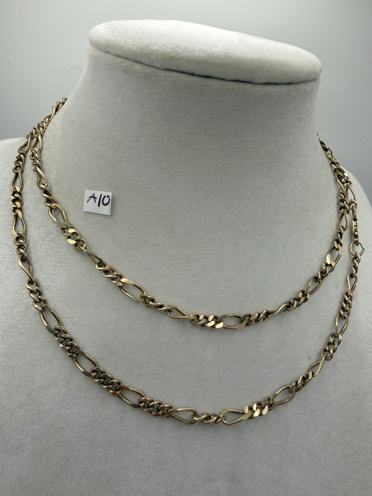 Vintage HTC Canada 925 Sterling Silver Vermeil Figaro Chain Necklace 28in 20g