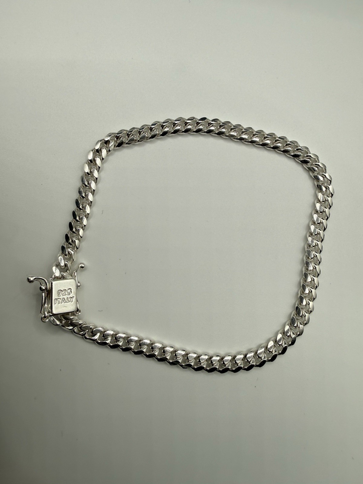 Solid Sterling Silver Italy 925 Miami Cuban Bracelet 4mm 7.5” Long