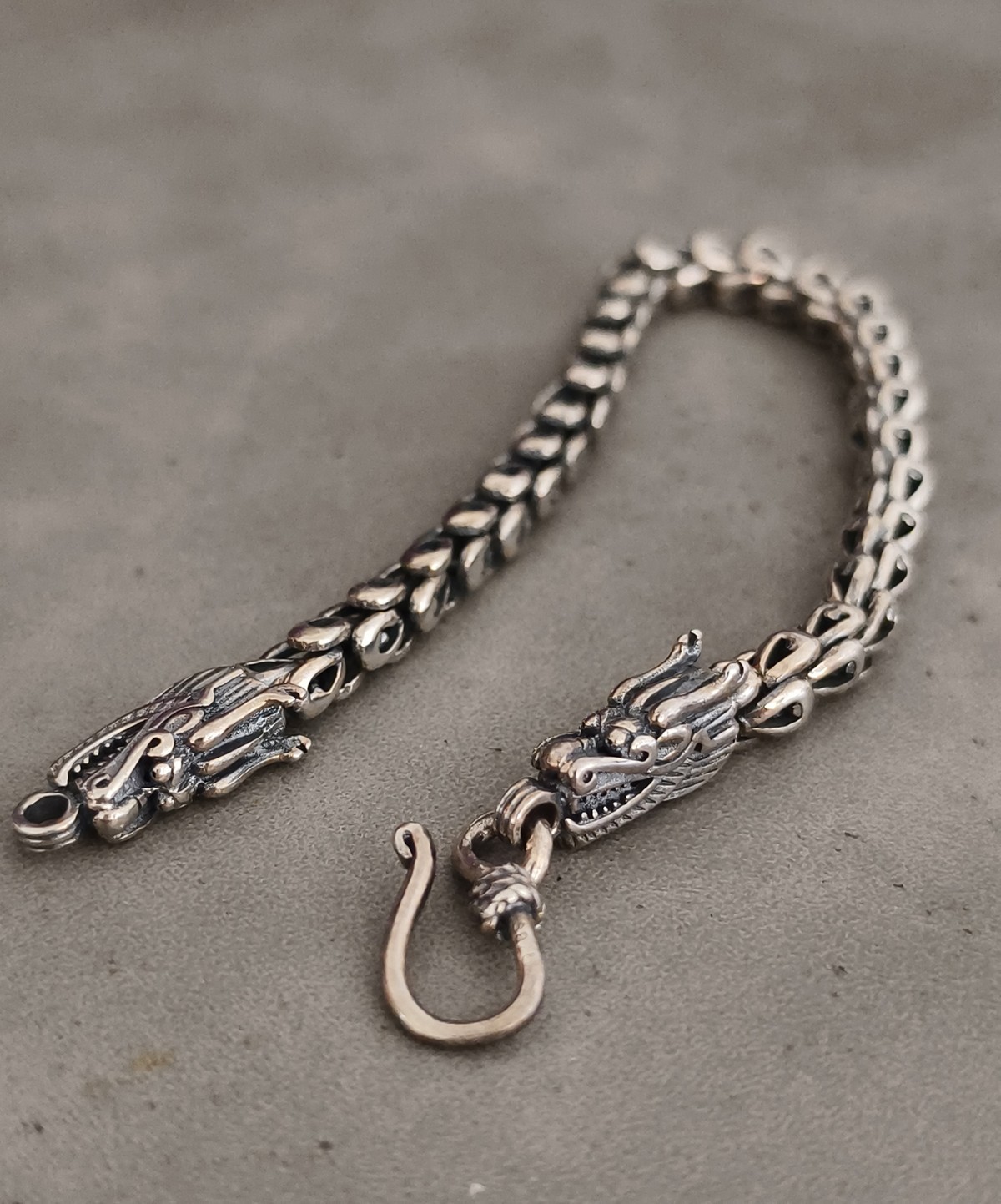 925 STERLING SILVER dragon bracelet chain RETRO 18cm (7.08inch) 4.5mm Z14