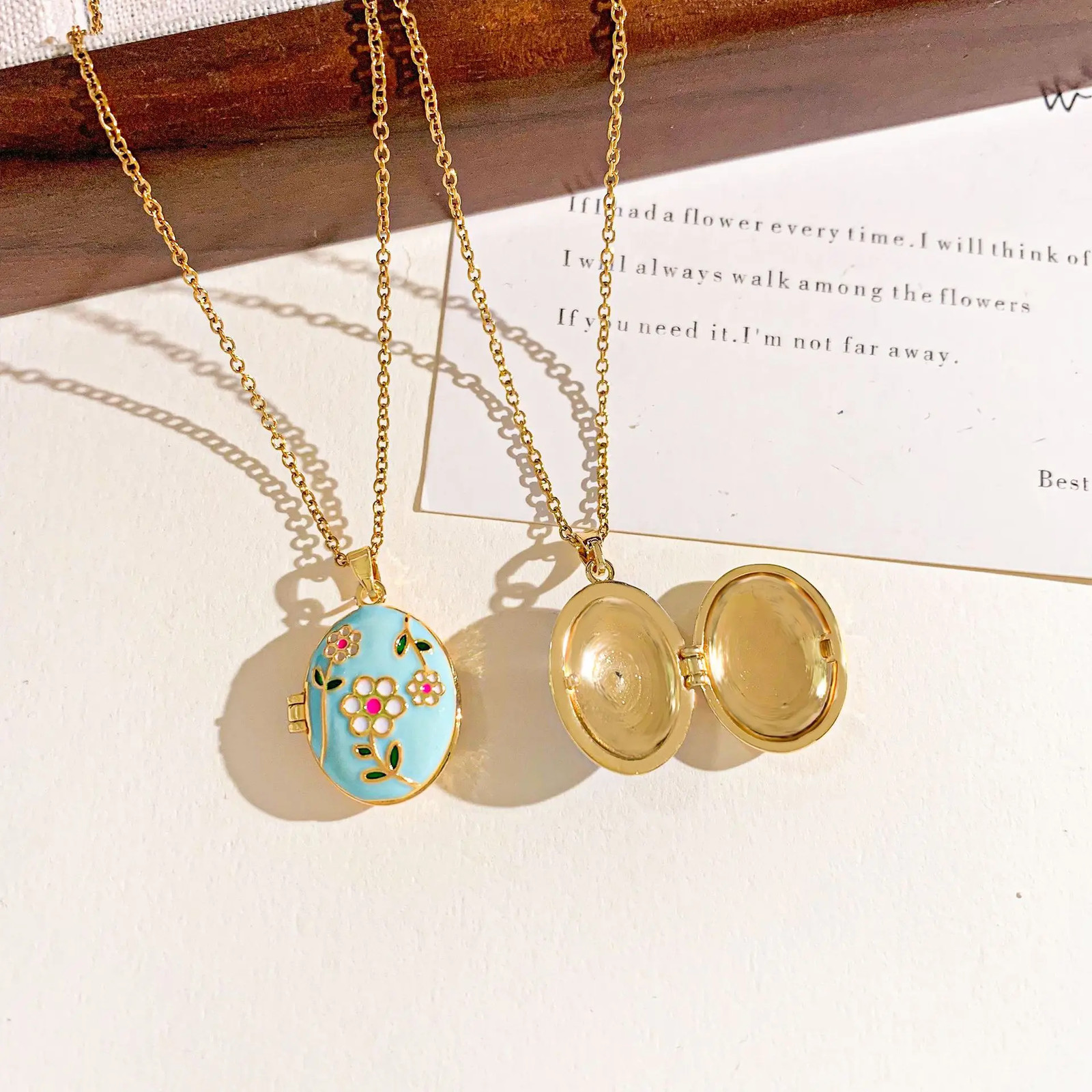 Personality Design Stainless Steel Can Be Opened Oval Photo Album Necklace