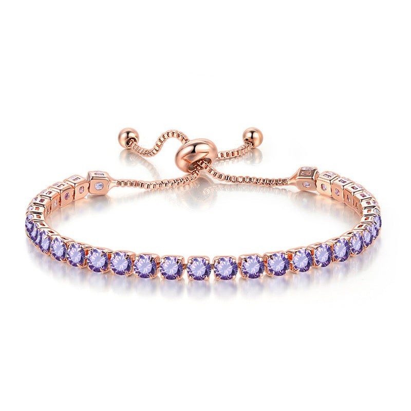 Cubic Zirconia Birthstone Tennis Bracelet in Solid Copper