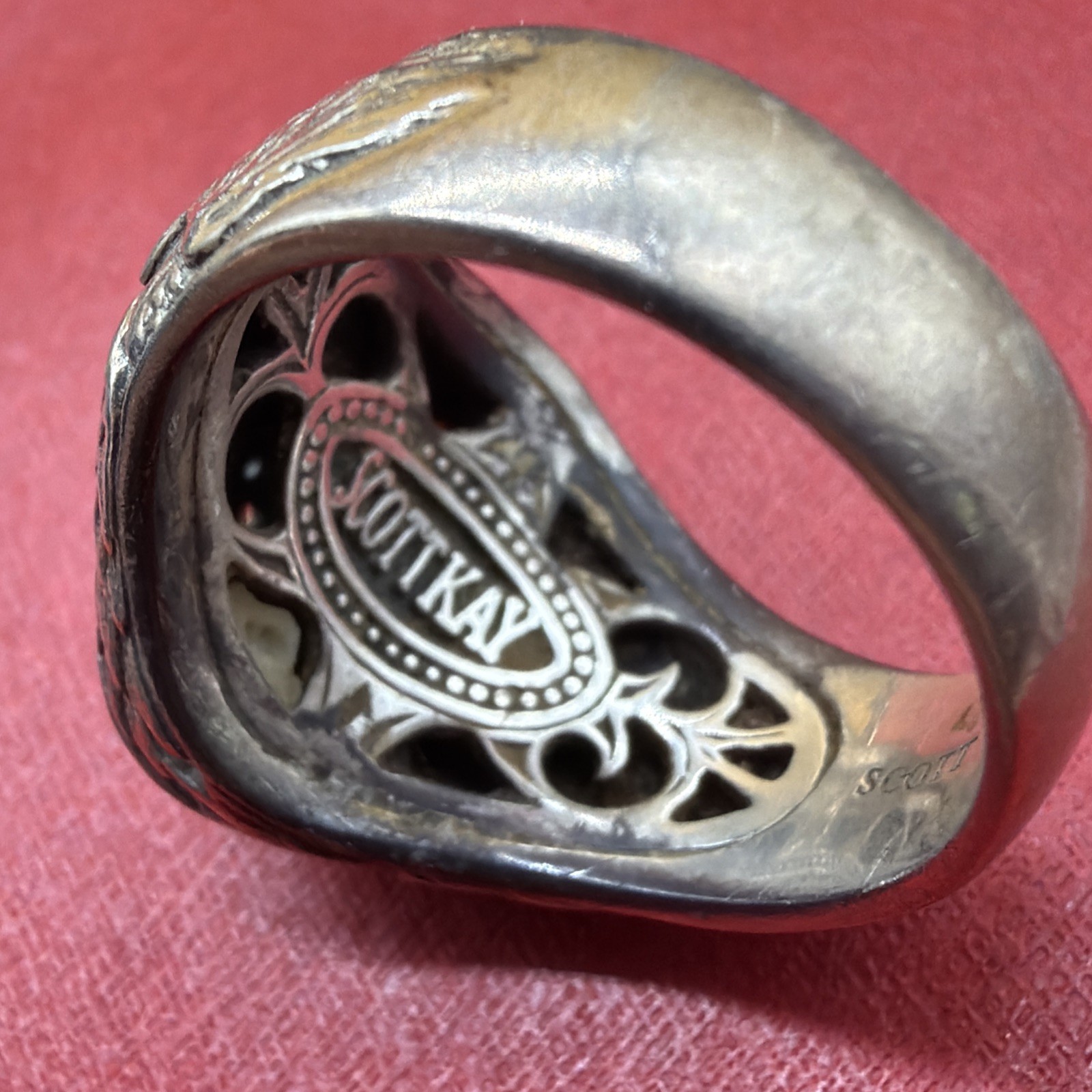 Amazing Designer Scott Kay Sterling Silver Ring w/ Pave Stones Sz 10!