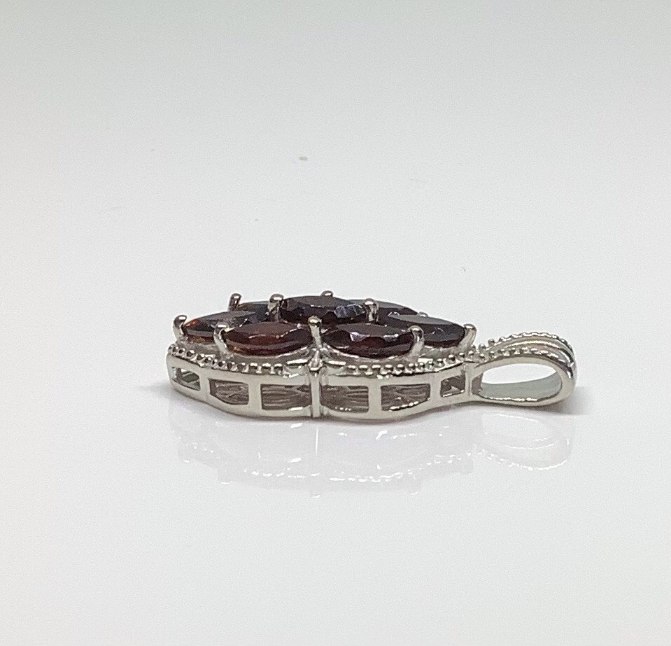 Mozambique Garnet, Platinum / Pure Brass Pendant