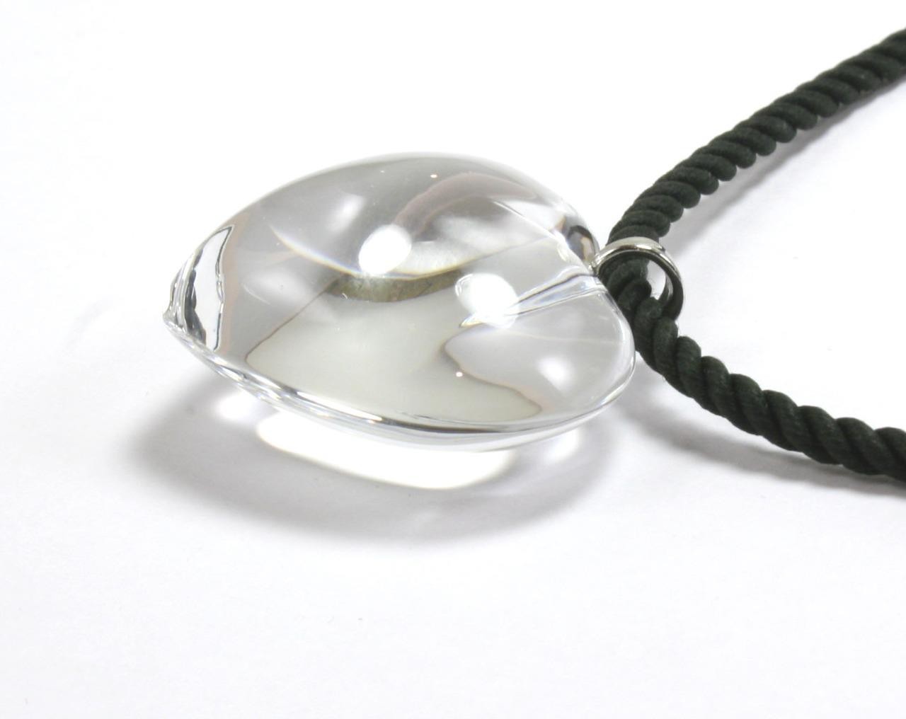 BACCARAT LOVE PUFFED HEART CLEAR CRYSTAL 925 SS BAIL NECKLACE PENDANT