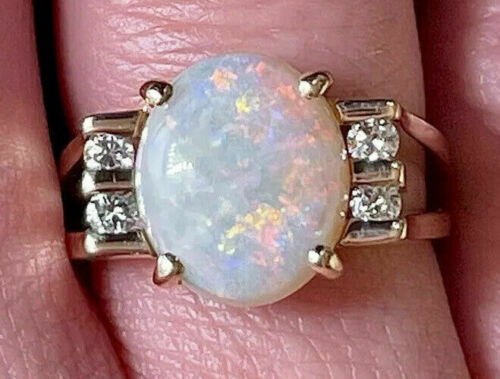Natural Fire Opal 2.20Ct Oval Halo Engagement Ring 14K Yellow Gold Silver Plated