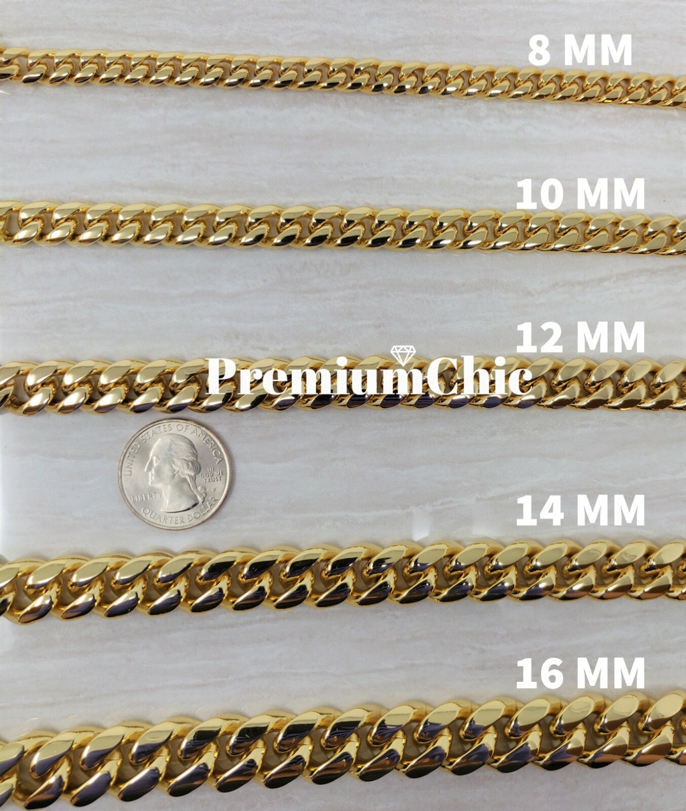 COMBO SET Mens Miami Cuban Link Bracelet & Necklace Gold Plated Stainless Steel