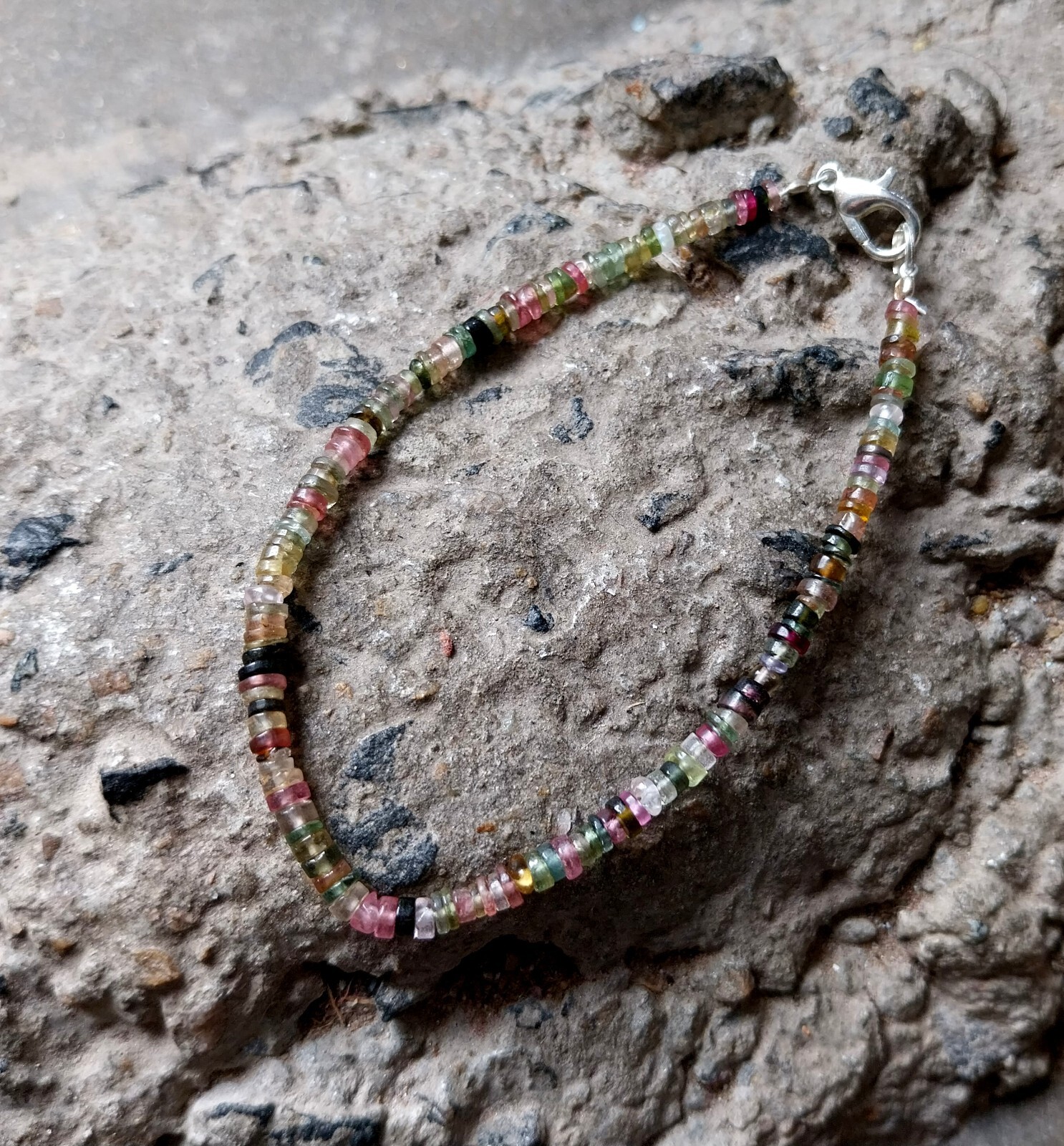17 Carat Natural Multi Color Tourmaline Bracelet 7 Inch Hand for girls bracelet