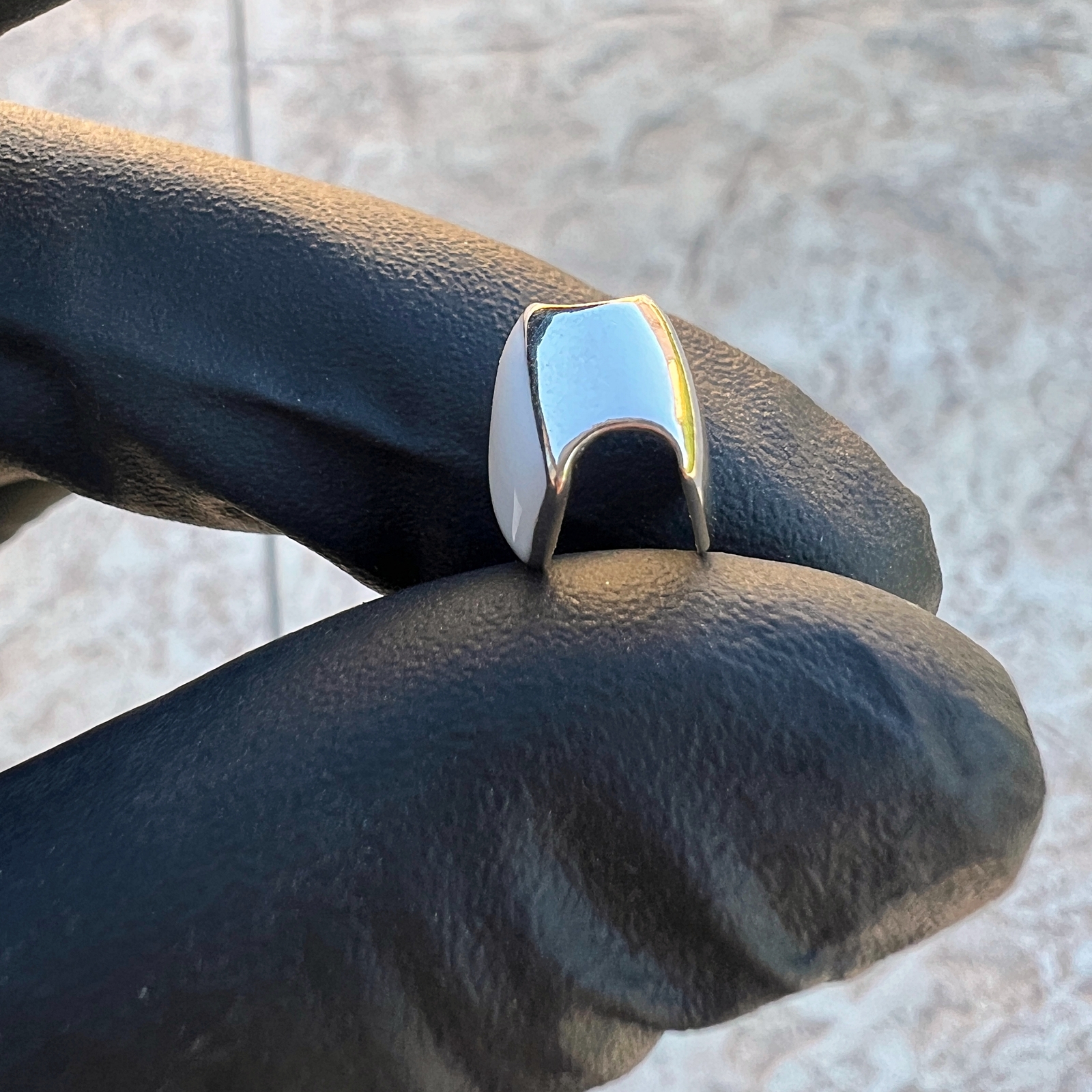 Real Solid 925 Sterling Silver White Enamel One Tooth Cap Top Single Slug Grillz