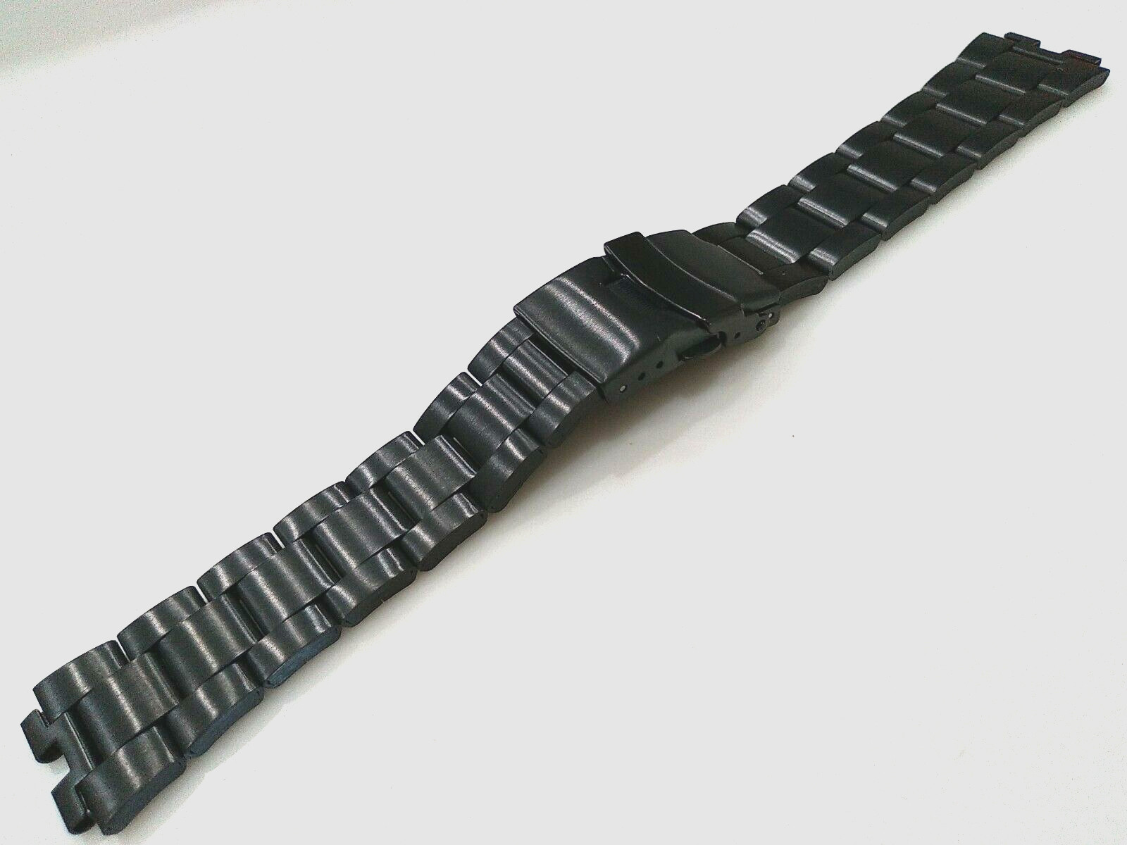 Mens Black Smartwatch 16mm Security Push Button Watch Band Fits Pebble Steel