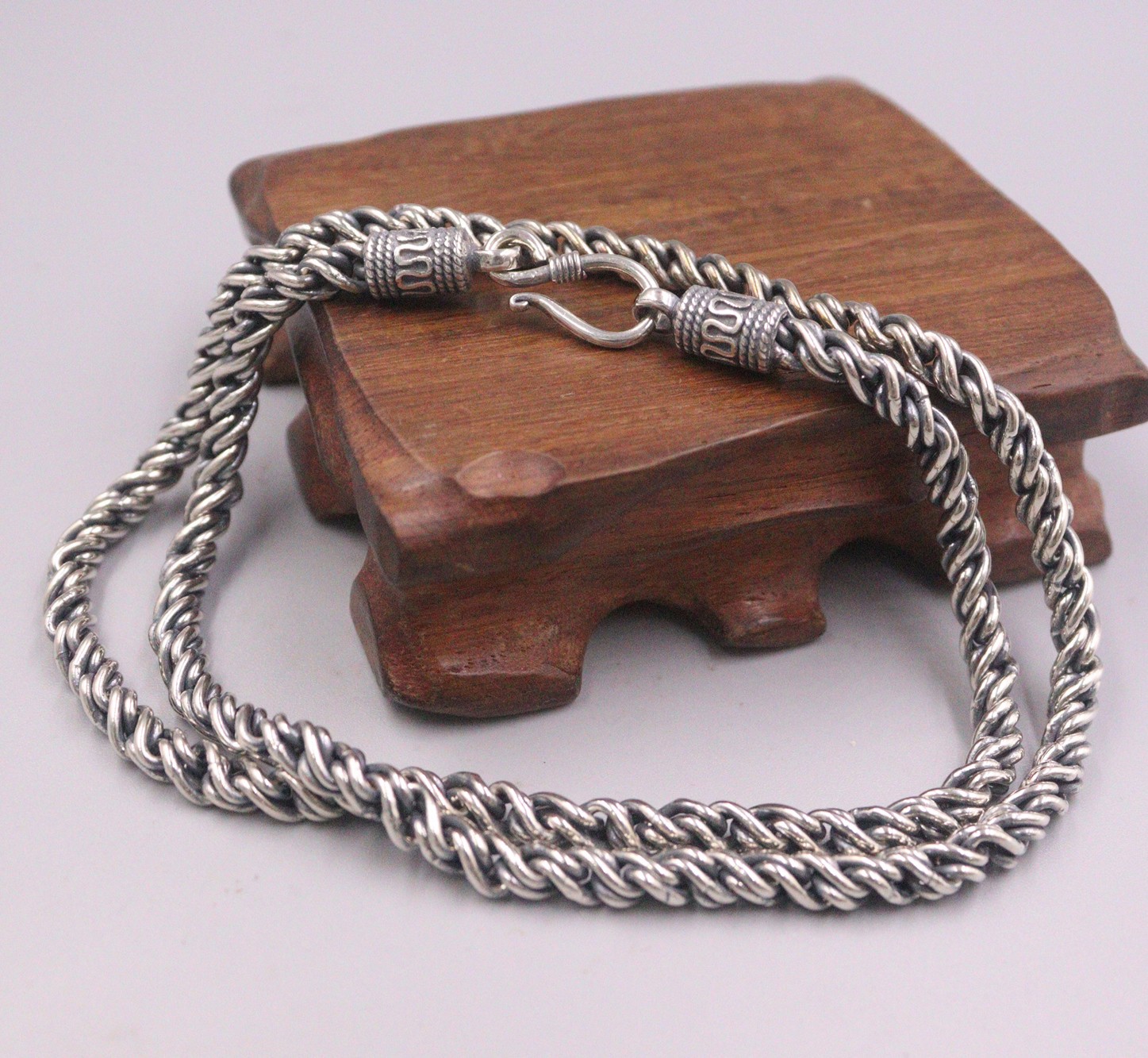 Real 925 Sterling Silver Chain Vintage Silver 5mm Width 22inch Length Necklace