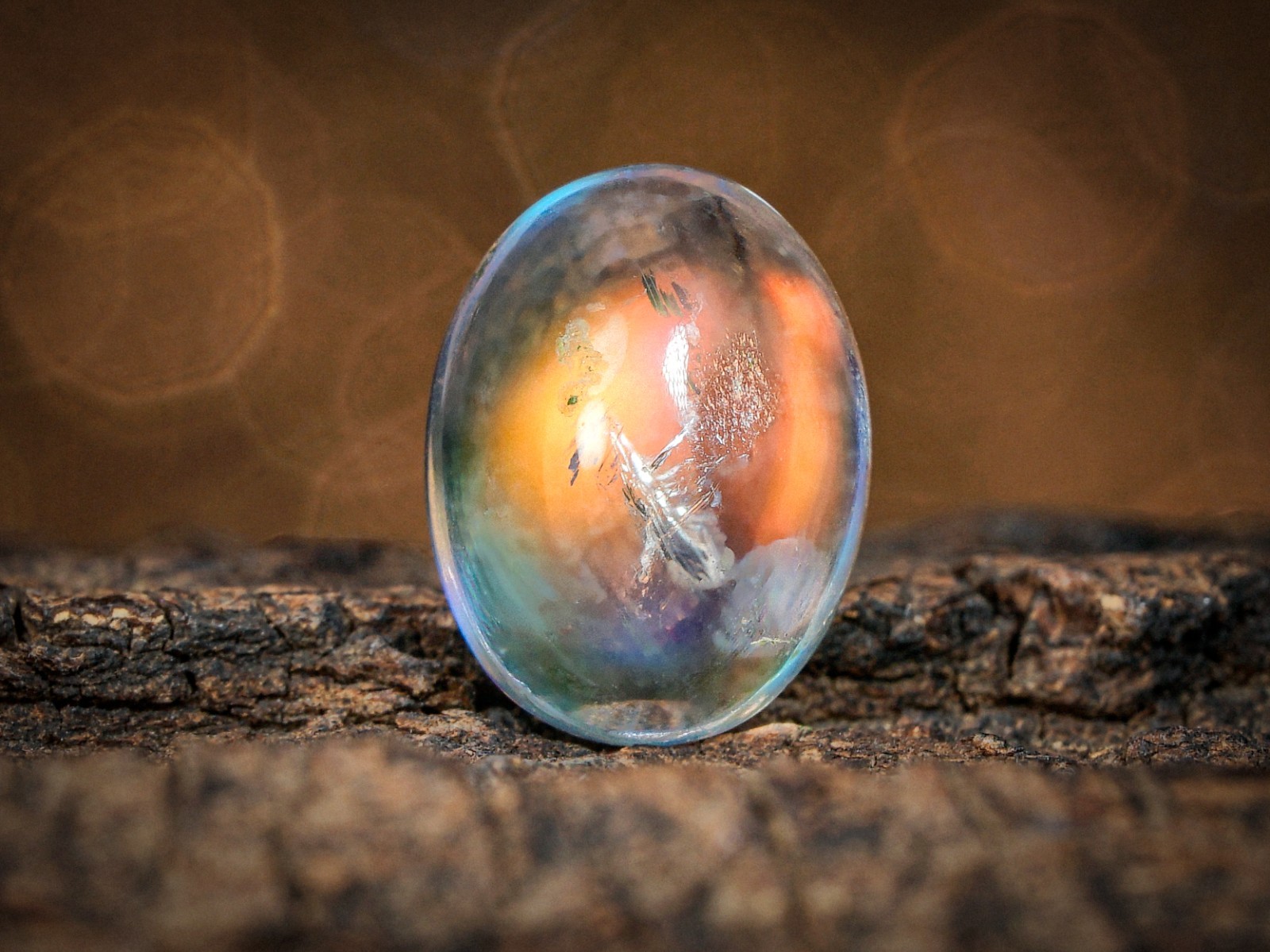 2.40 Carat Golden Rainbow Moonstone Gemstone Cabochon 10x7x4 MM Oval Shape
