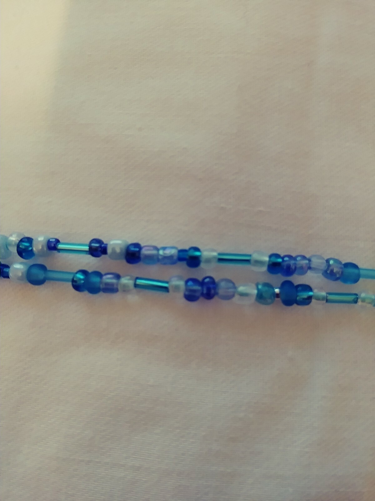 Double Seed Bead Tie-On Waist Chain – Shades of Blue & Silver