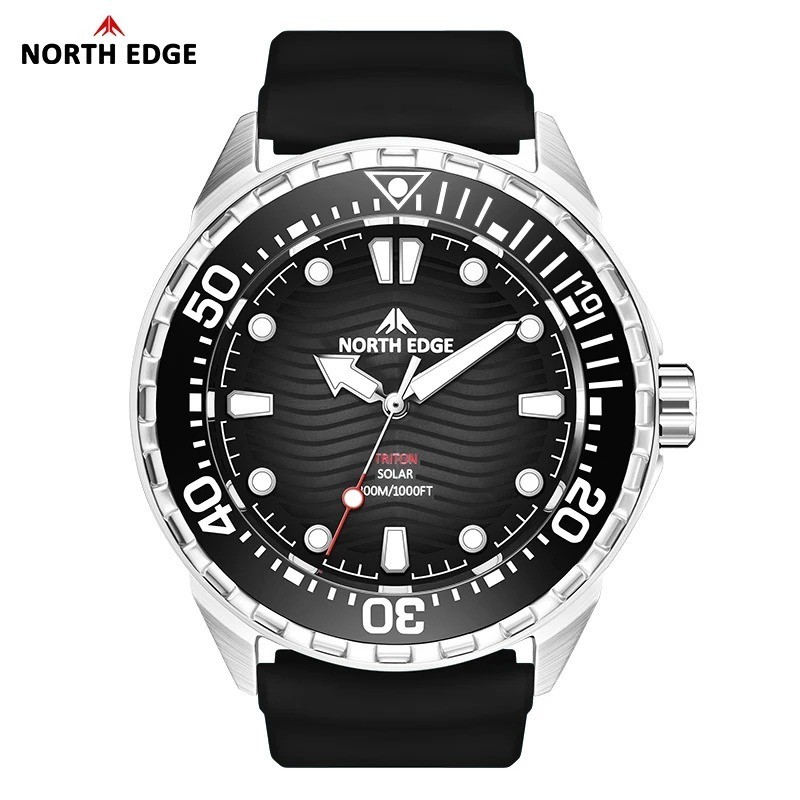 NORTH EDGE TRITON-TI Titanium Stainless Solar-Powered Diving Watch Luxury Quartz
