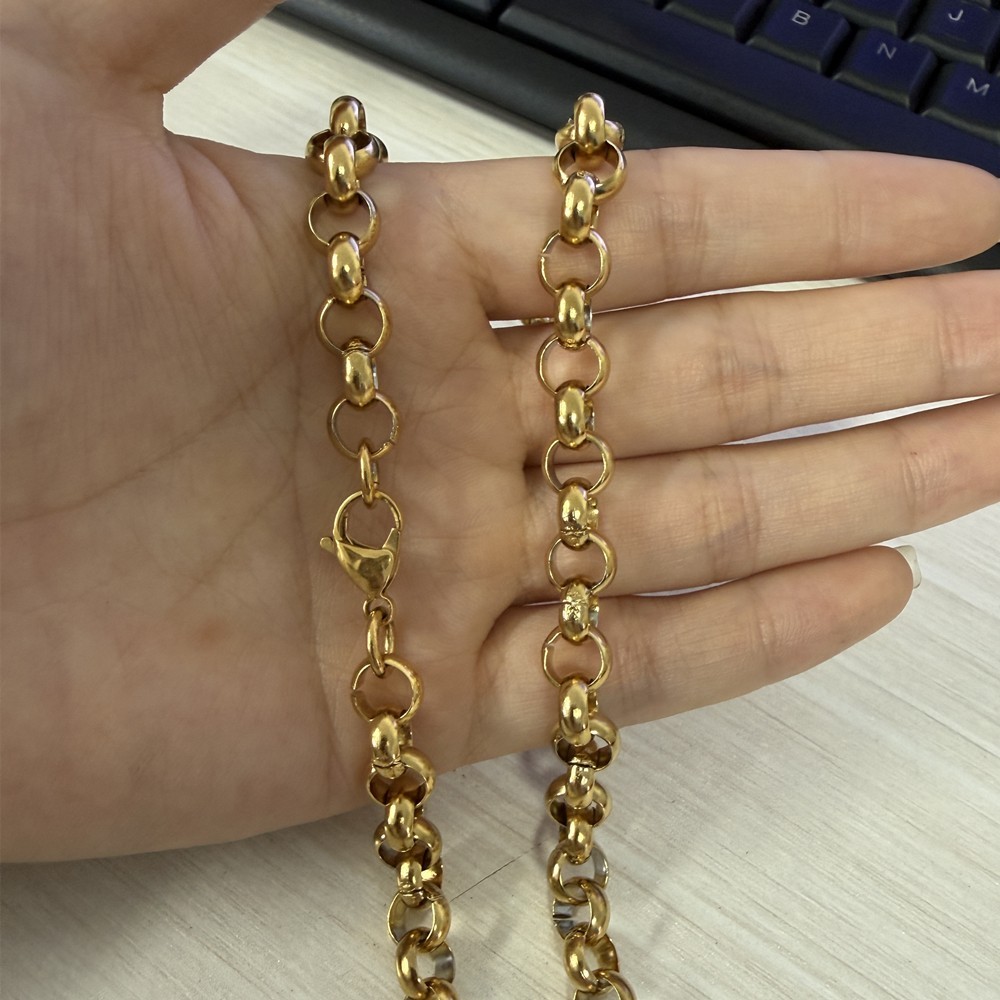 5mm/6mm/8mm Men Gold Color Stainless Steel Rolo Oval Link Chain Necklace 16″-40″