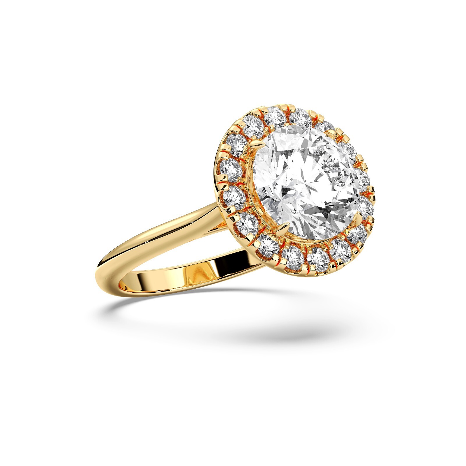 4.70 Carat Round Cut Moissanite Diamond Halo Engagement Ring in Silver For Women
