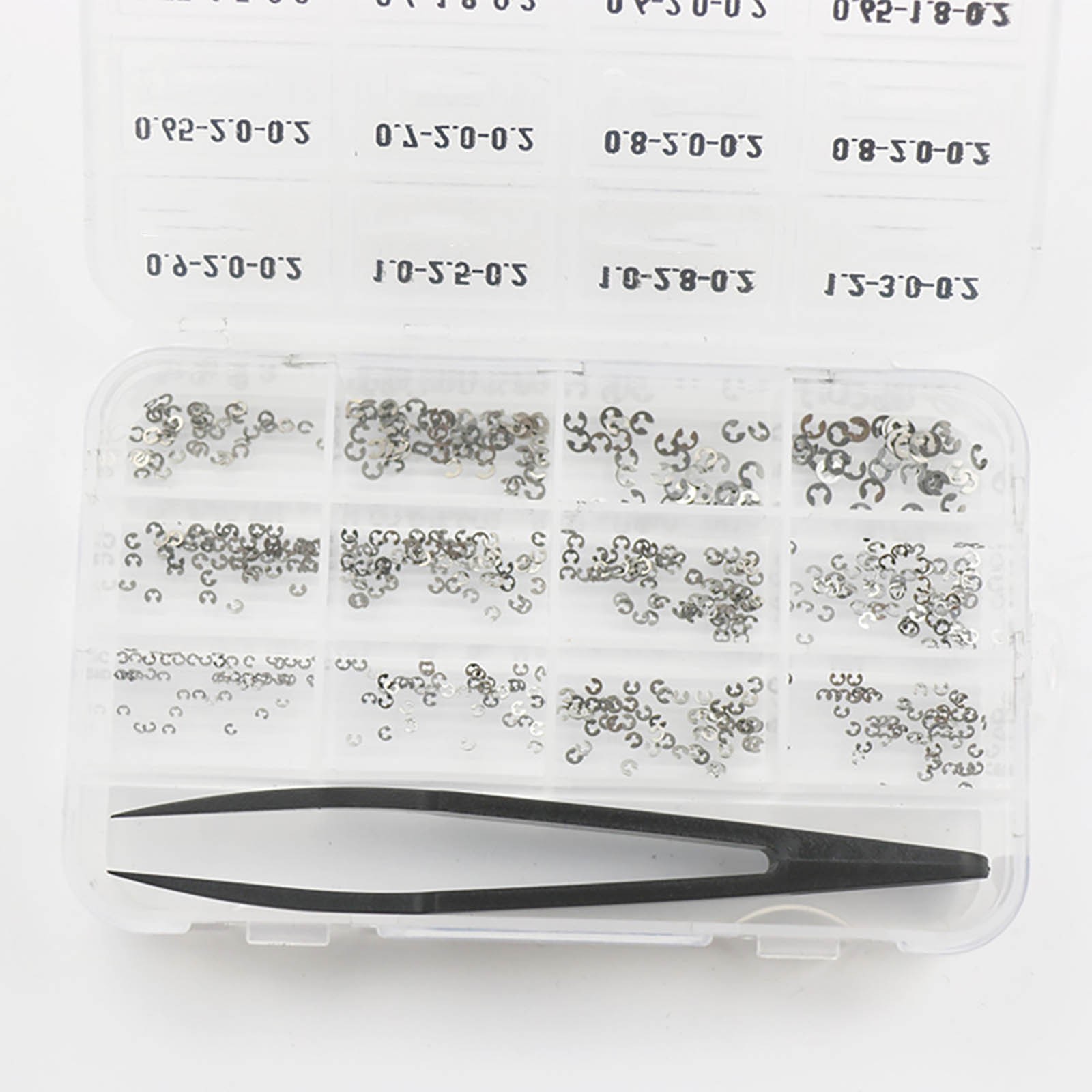 360Pack 0.2mm 12 Sizes Watch Circlip E-Clips Snap Ring Latch Pusher Assortment
