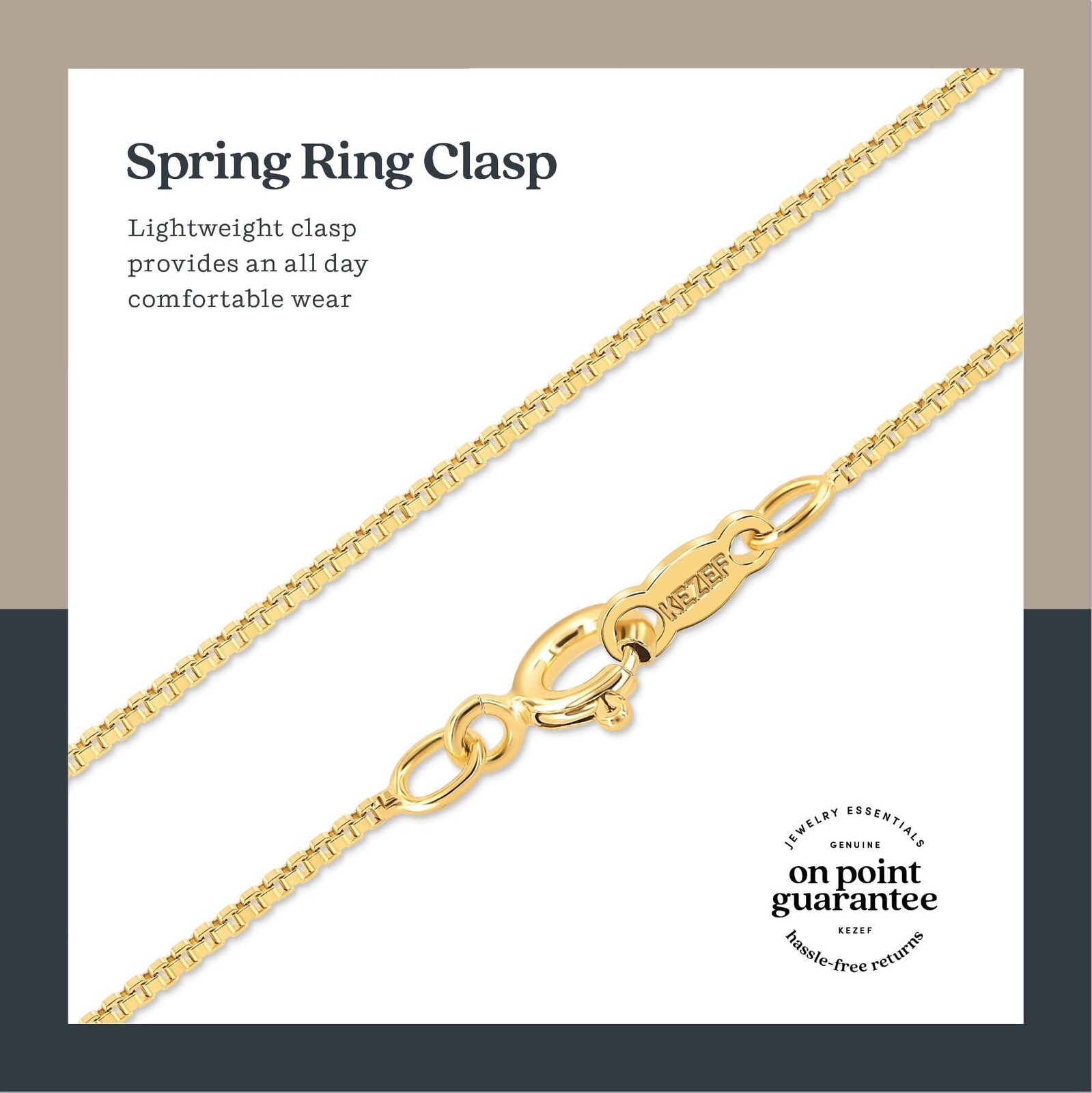 KEZEF 18K Gold Plated 925 Sterling Silver Box Chain Necklace for Women, 1mm T…