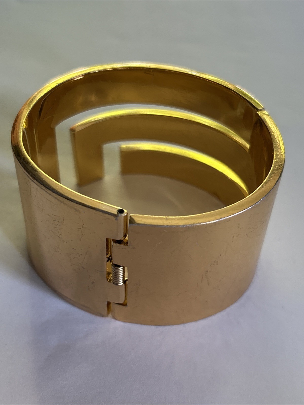 Vintage 70’s Lanvin Paris Signed Gold Plated Wide Clamp Statement Bracelet