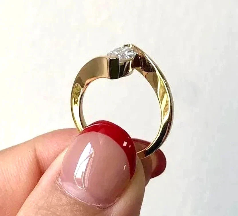 2.50 Ct Certified Marquise Cut White Treated Diamond Solitaire Ring 925 Silver !