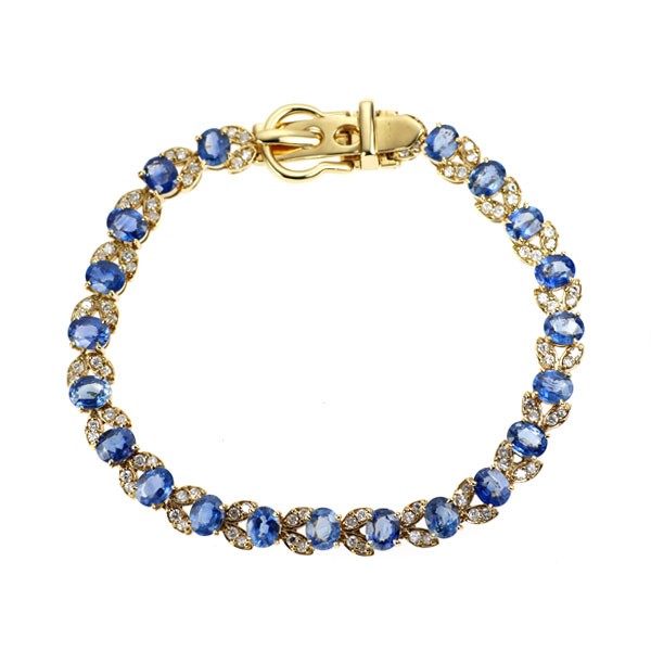 K18YG sapphire diamond bracelet 9.37ct D1.10ct – Auth free shipping from Japan-
