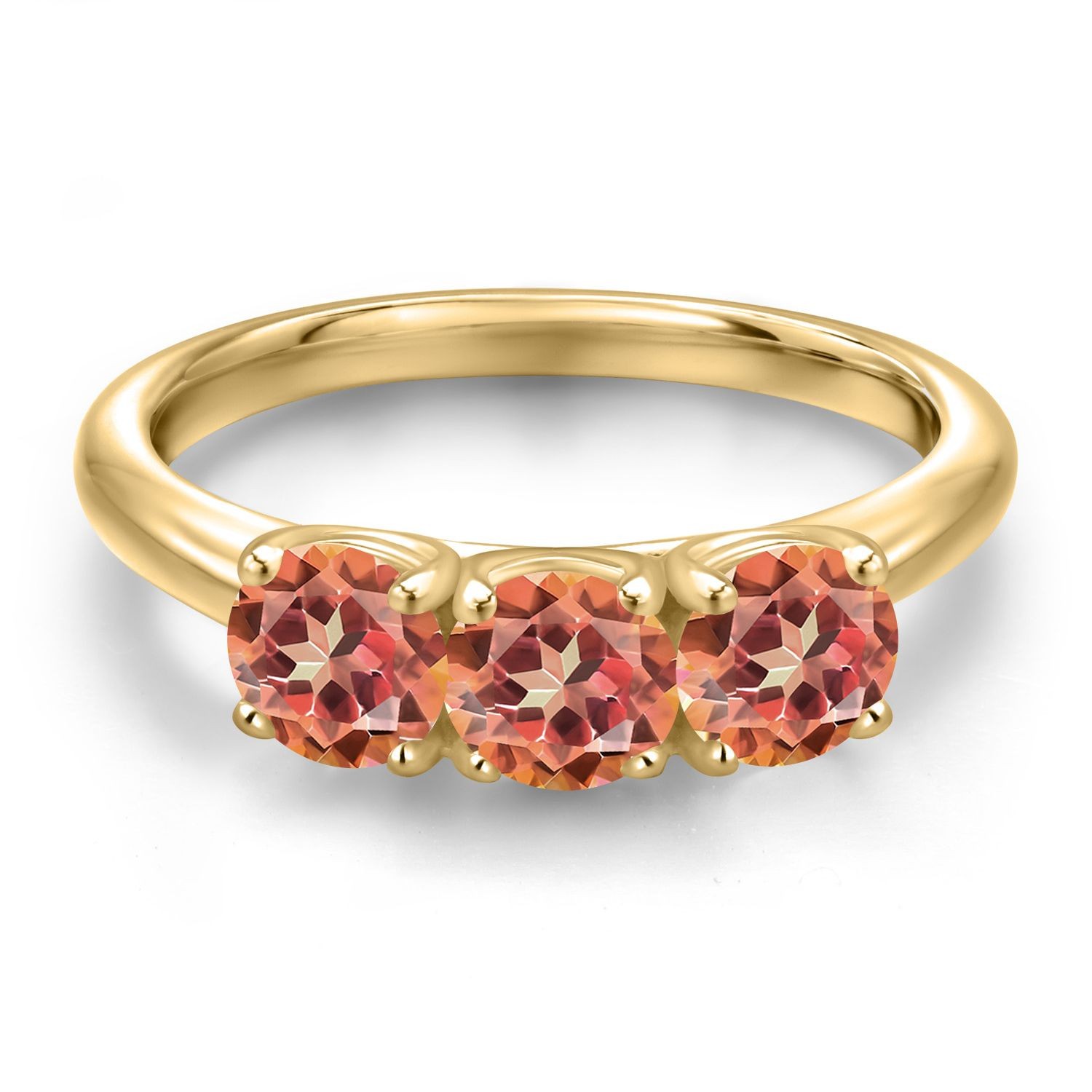 18K Yellow Gold Plated Silver Ecstasy Mystic Topaz Engagement Ring For Women |