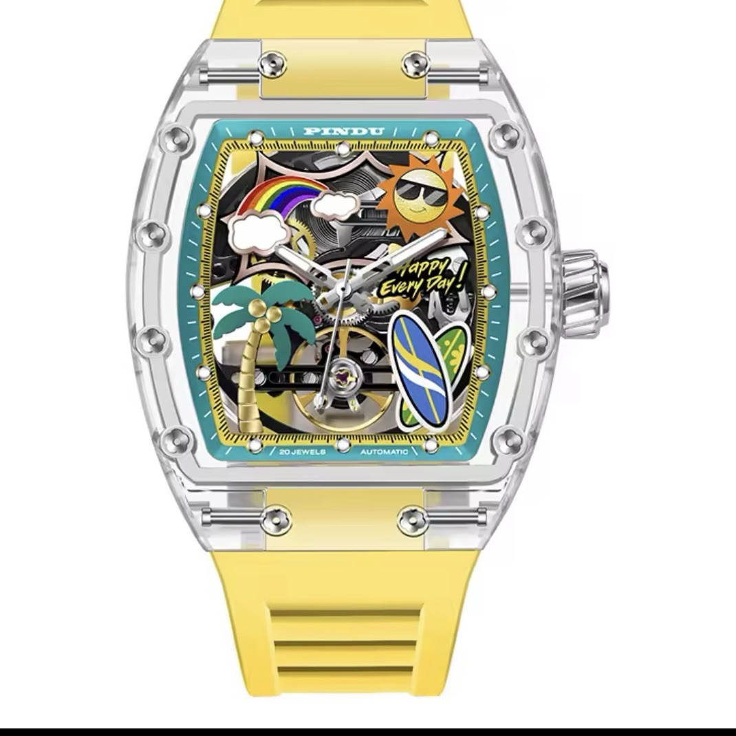 Pindu Watch Automatic Crystal Case Watch