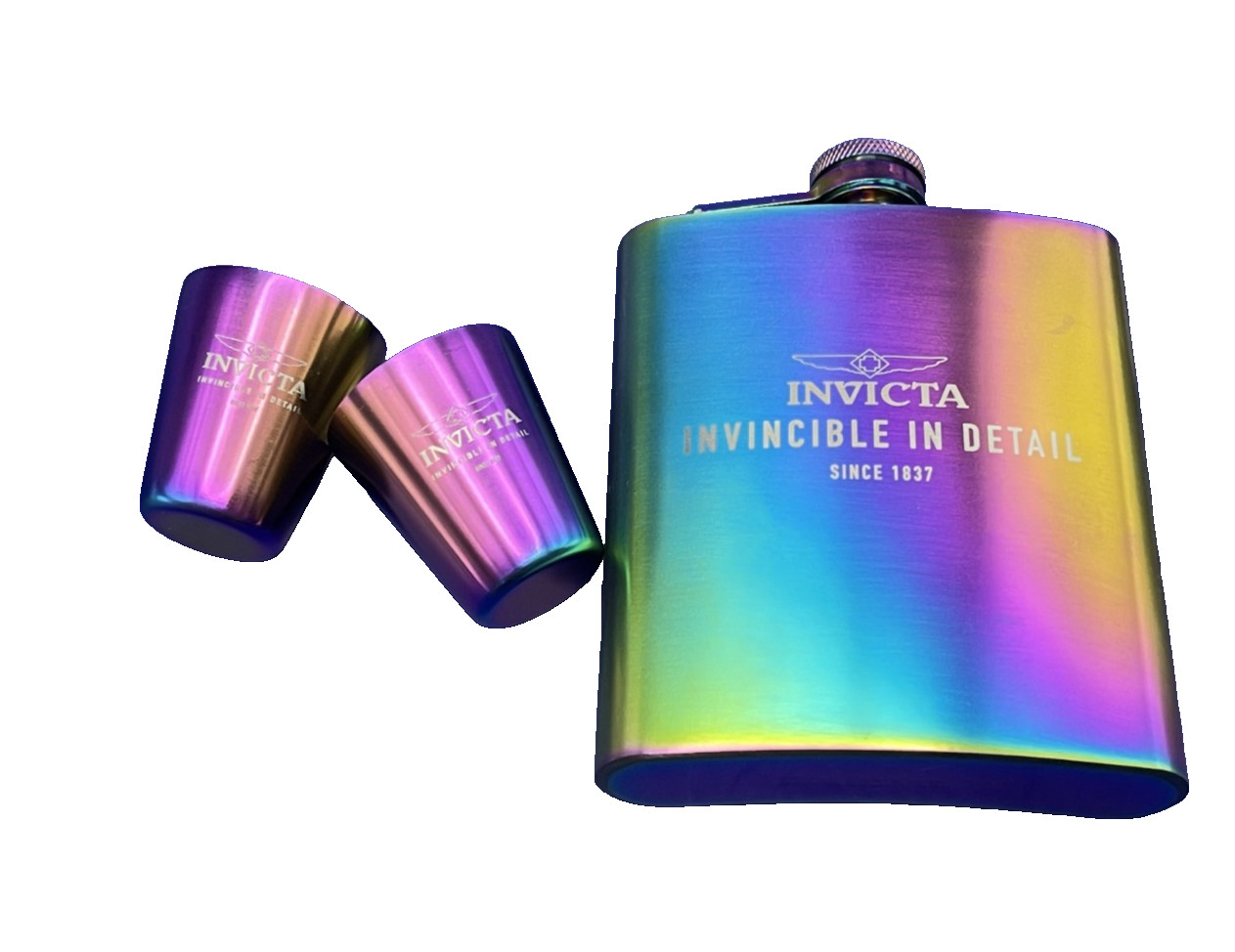 Invicta Limited Edition Iridescent / Oil Slick / Watch, Flask, Shot Glass Set