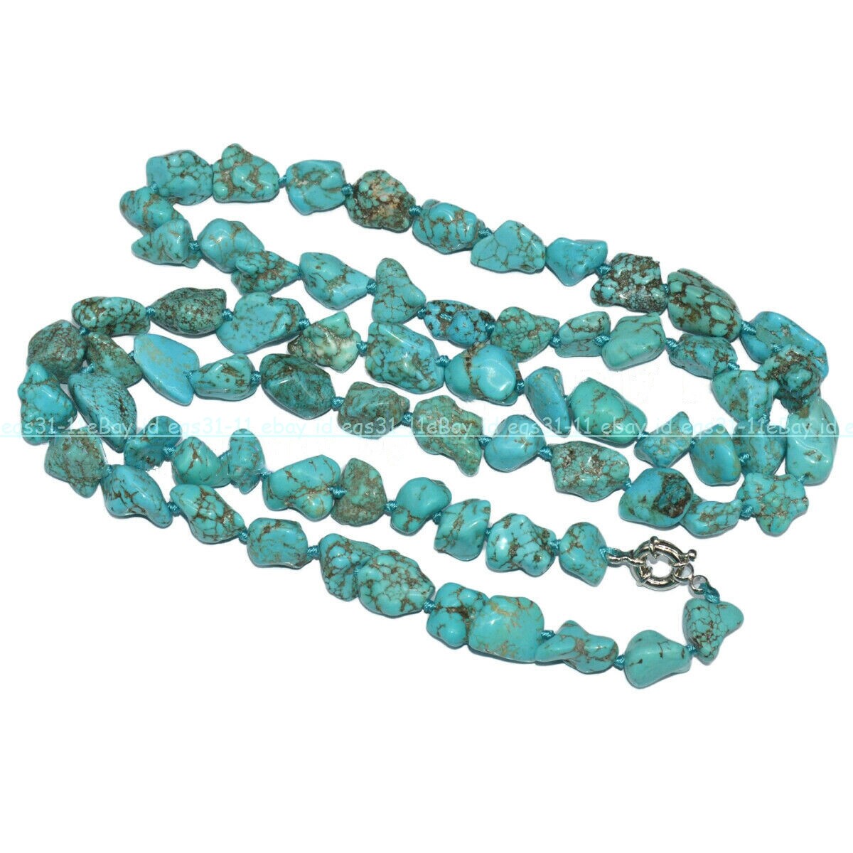 Natural Blue Turquoise 10-14mm Irregular Nugget Gemstone Beads Necklace 16-65”
