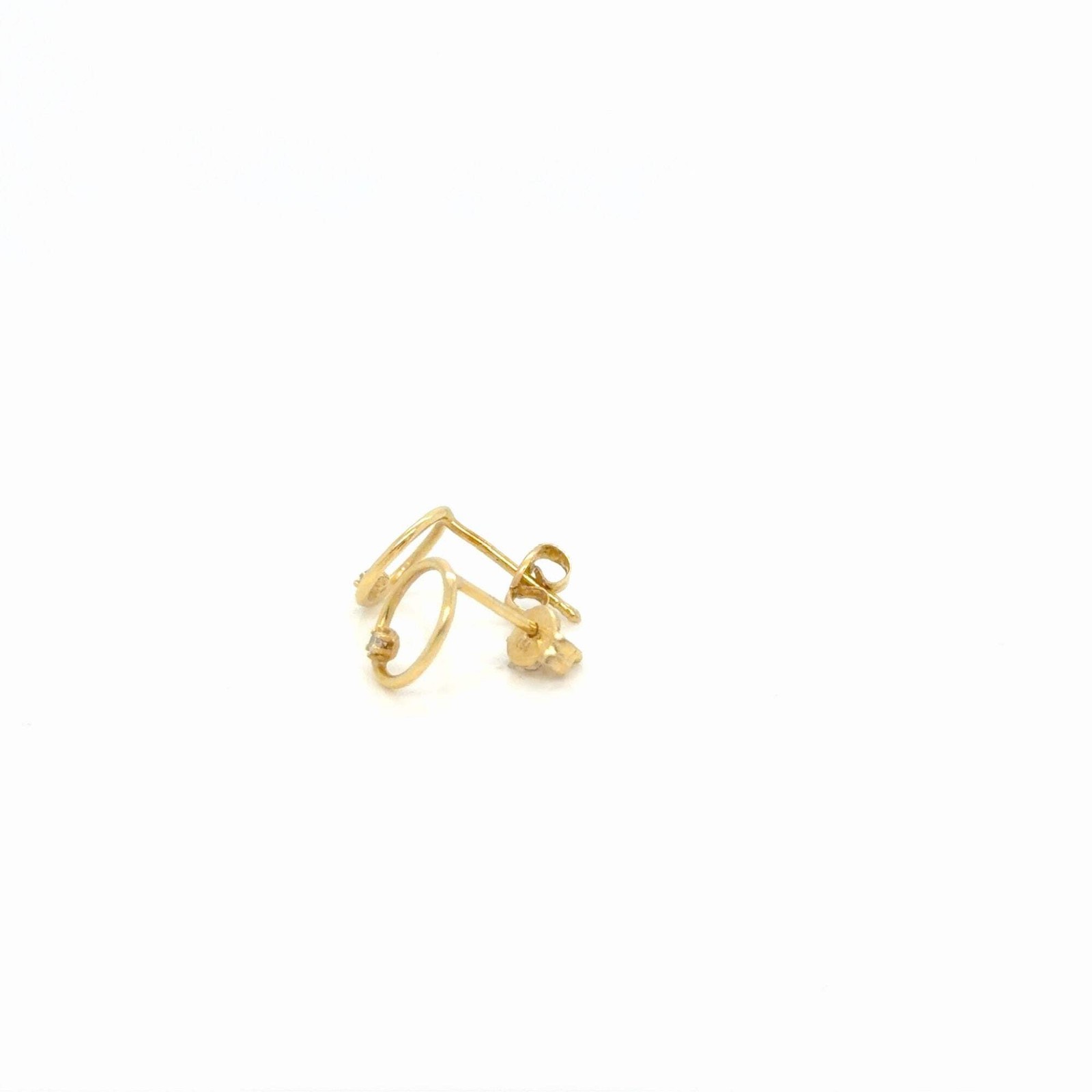 18K Yellow Gold Open Circle Diamond Stud Earrings 0.04 Ctw G SI