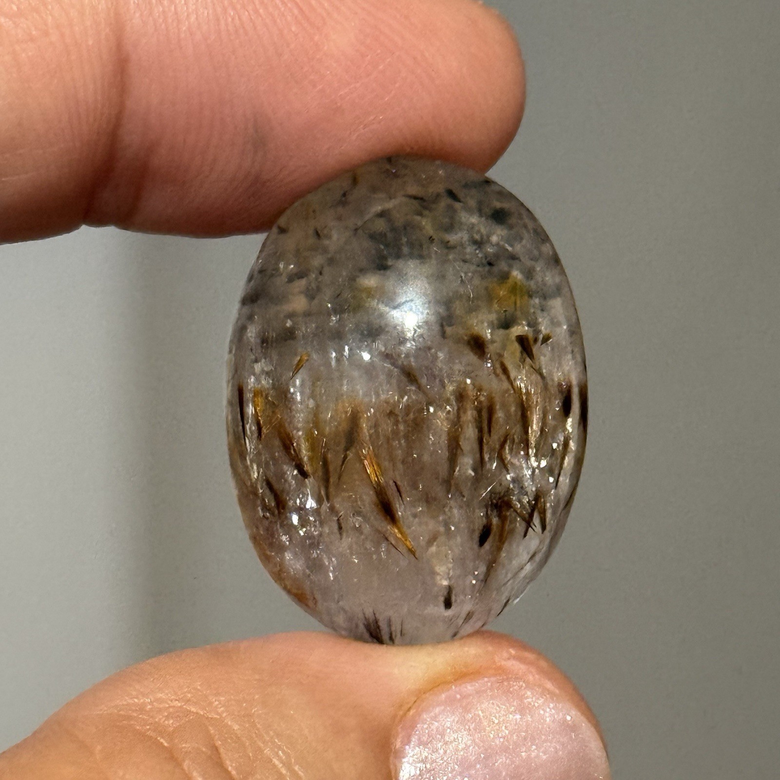 35ct 25.5x19x9.5mm Smooth Oval Cacoxenite Cabochon High Dome Power Stone
