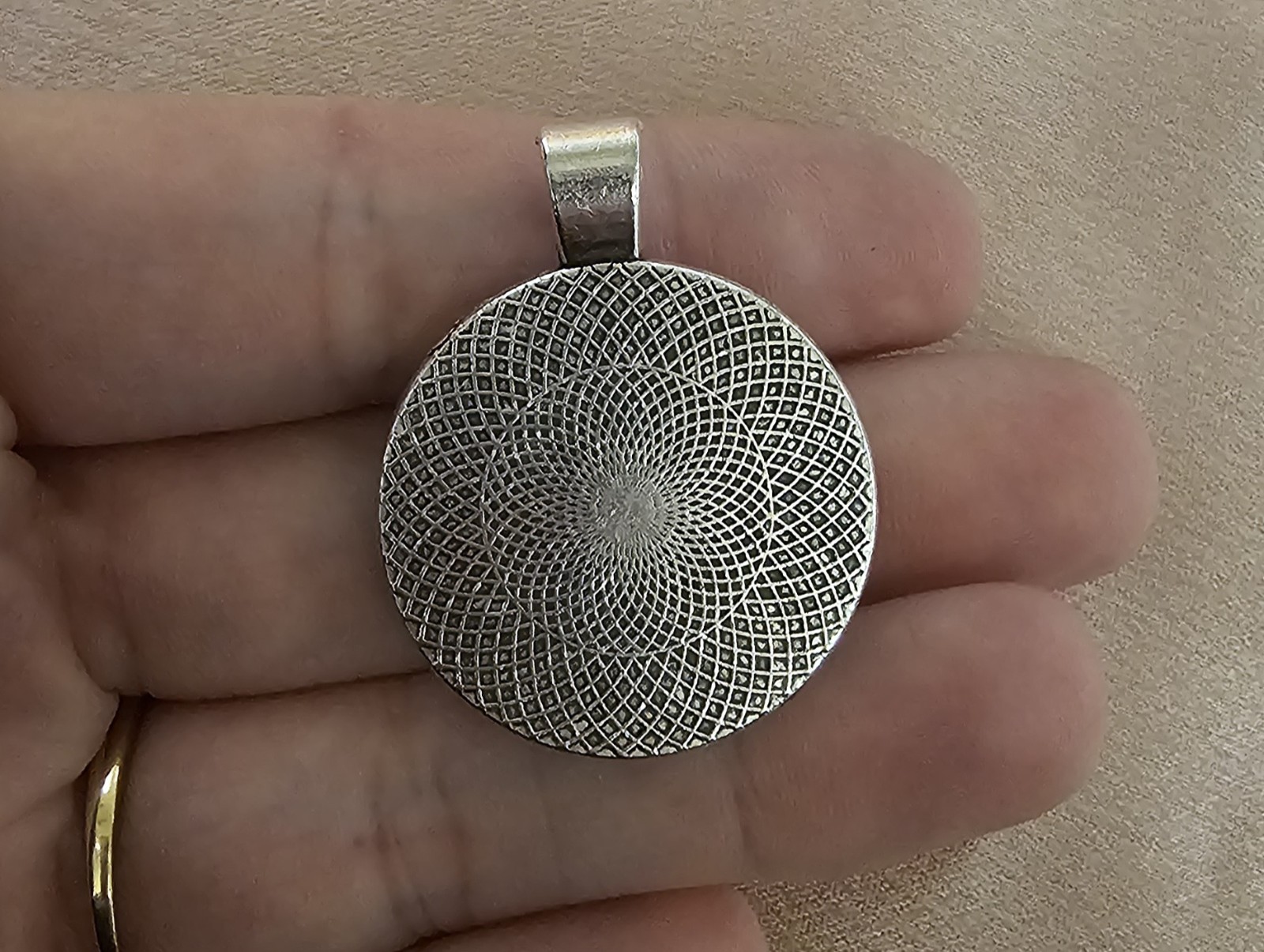 Real Purple Flower Resin Pendant Pressed Botanical on Silver Lattice Filigree