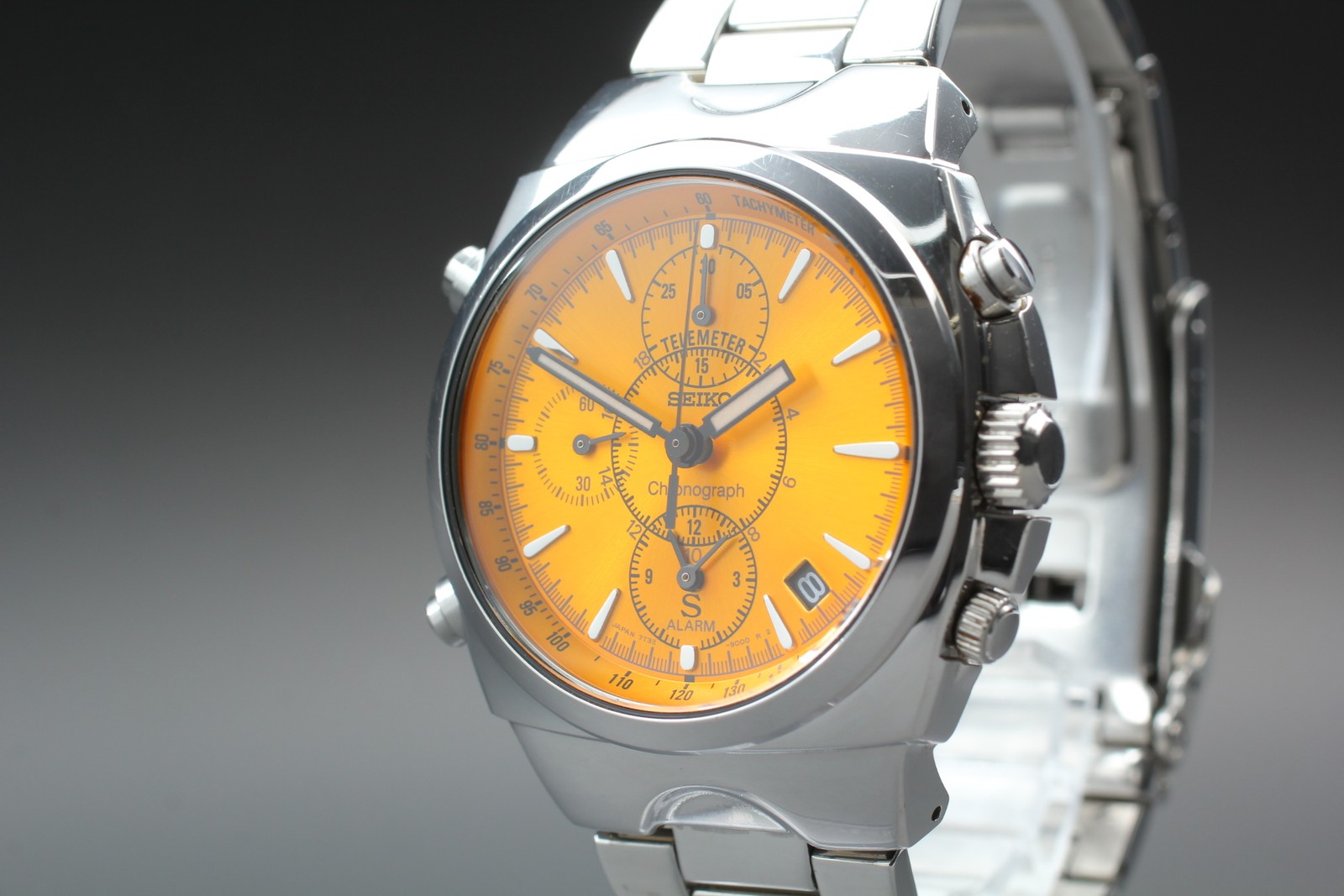 Vintage [N MINT] Seiko SUS Chronograph 7T32-9000 Yellow Dial Quartz Men’s Watch