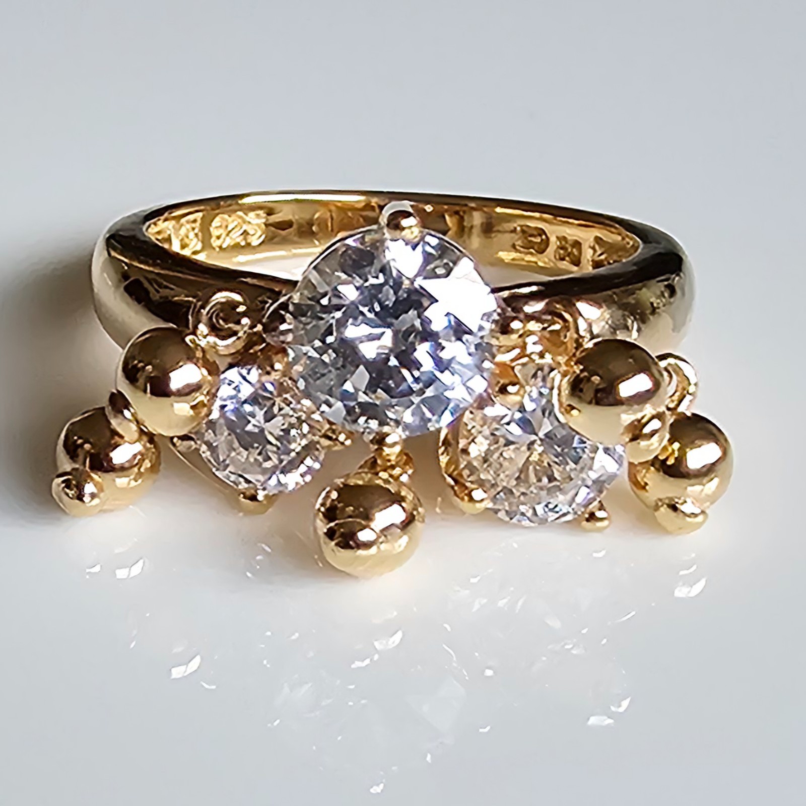 Free Ship QVC Diamonique 2.70ctw CZ 14K/925 Gold Plated Silver Size 5 Women Ring