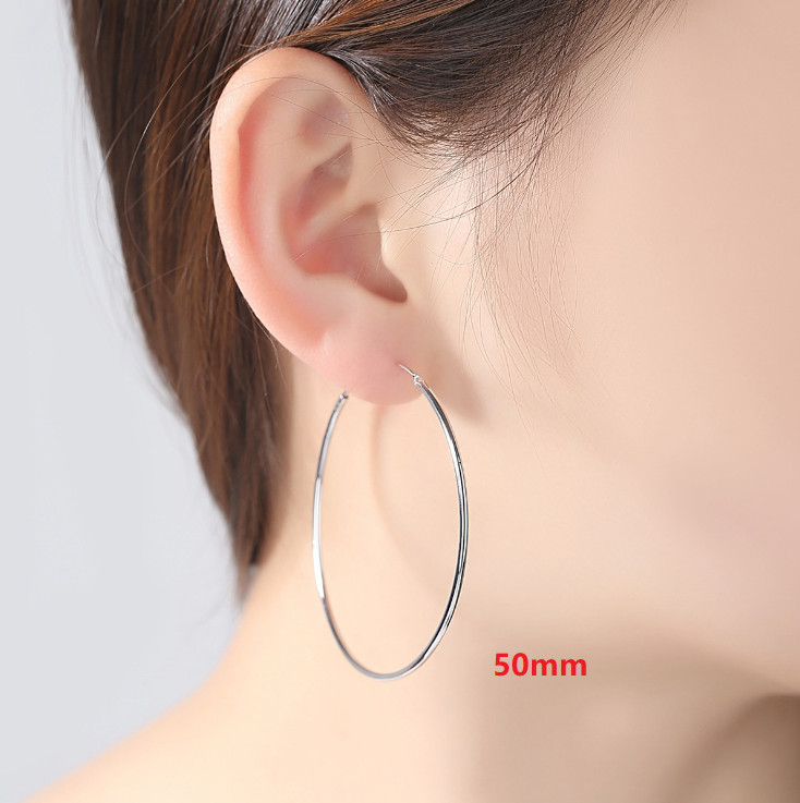 SOLID STERLING SILVER PLAIN 1MM THICK ROUND ENDLESS HOOP EARRING 12-70MM PE16